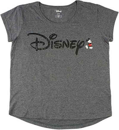 Cerda Kurzarmshirt Disney Mickey Maus Damen Shirt T-Shirt Minni Mouse grau