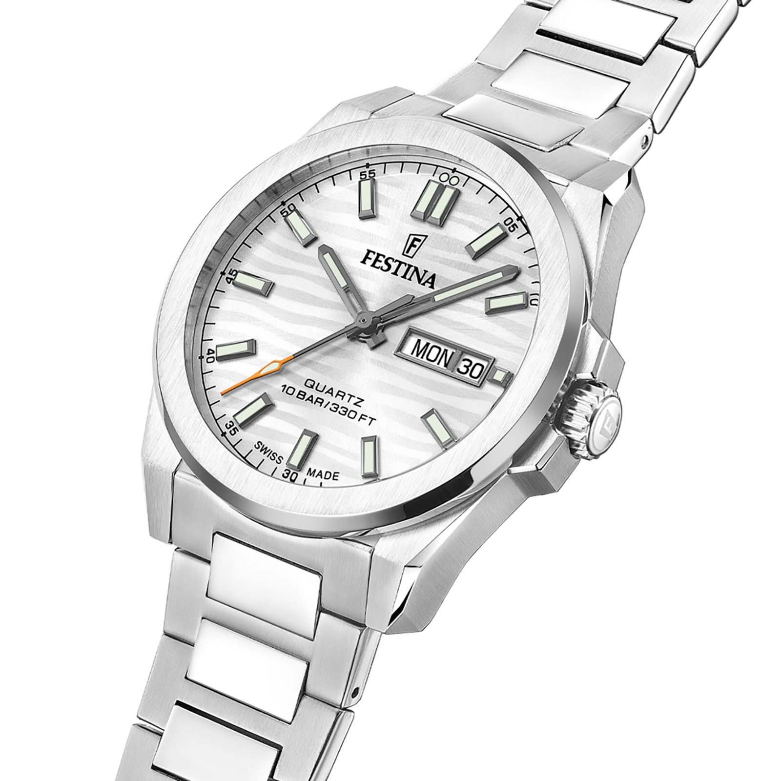 Festina Quarzuhr Festina Herrenuhr Swiss Made Armbanduhr, (Analoguhr), Herren Armbanduhr rund, Edelstahlarmband silber, Elegant