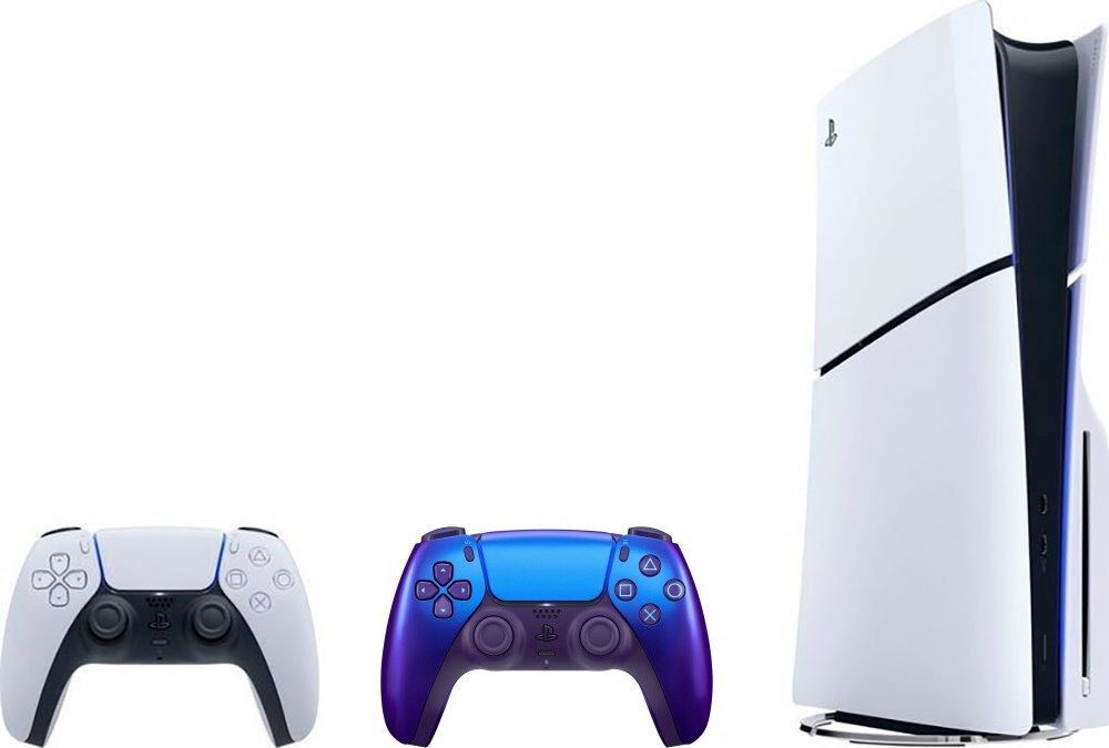 Playstation PS5 Disk Slim E-Chassis + 2. Con Chroma Indigo 1TB (Konsolen-Bundle), 4K UHD Gaming, Schnelle Ladezeiten, VR-Unterstützung