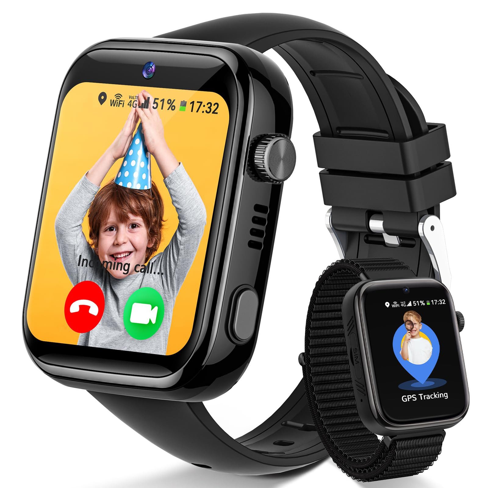SWGOTA 4G Smartwatch Kinder, Telefon Uhr für Kinder mit GPS, Anrufe