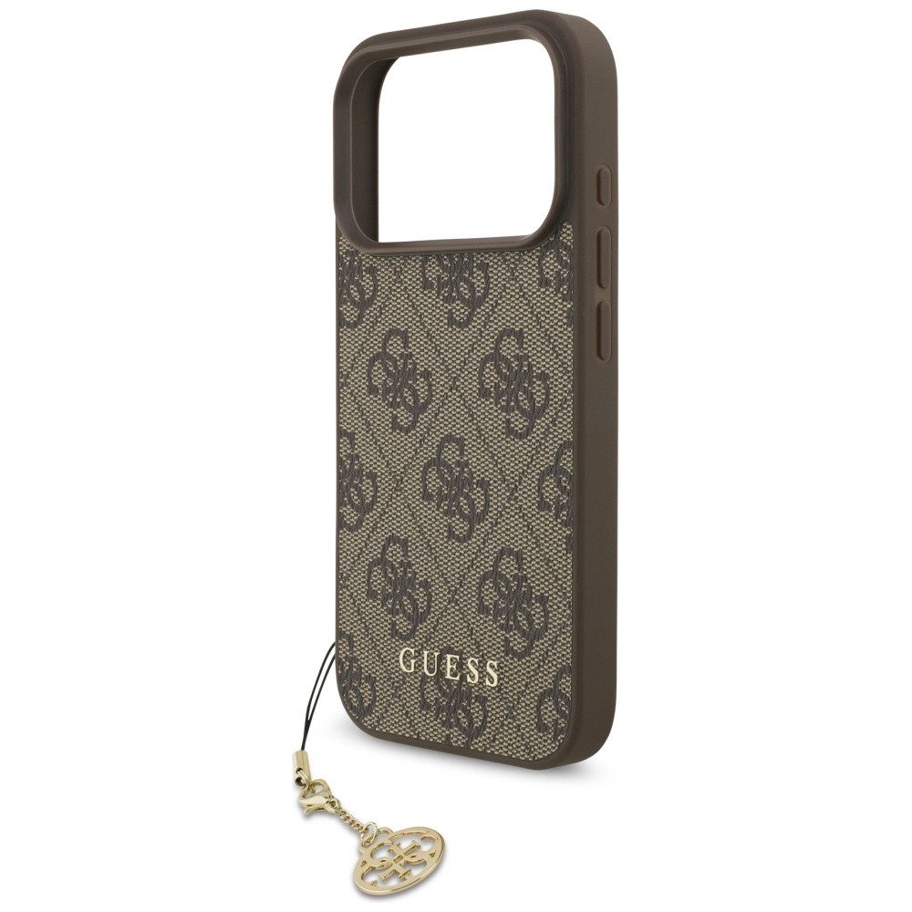 Guess Handyhülle iPhone 17 Pro MagSafe Kunstleder braun mit Kette goldfarbig 6,3 Zoll, Kantenschutz – Bild 5 von 5