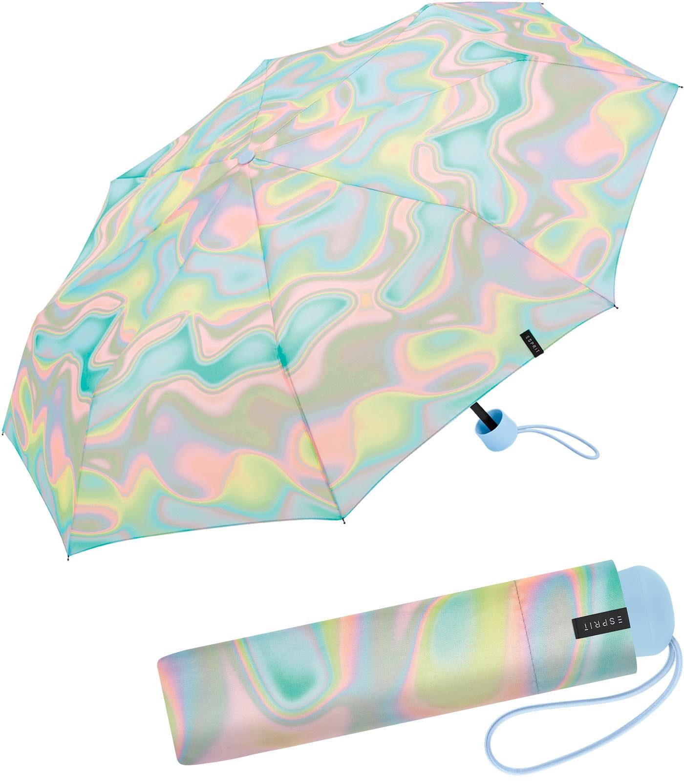 Farbverlauf-Muster und Damen-Taschenschirm stabil, Langregenschirm klein bedruckt Esprit farbenfroh mit