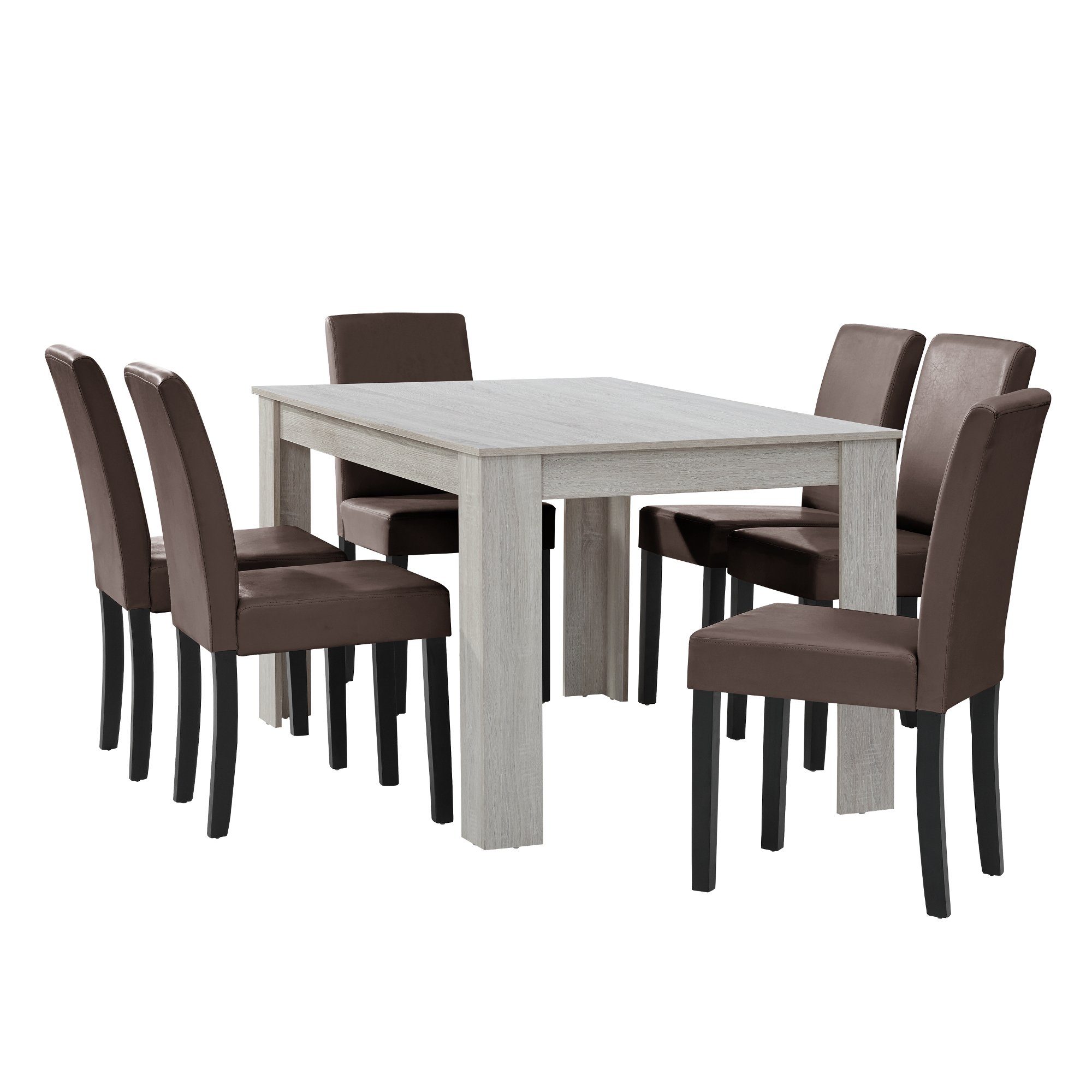en.casa Essgruppe, (7-tlg., Esstisch mit 6 günstig online kaufen