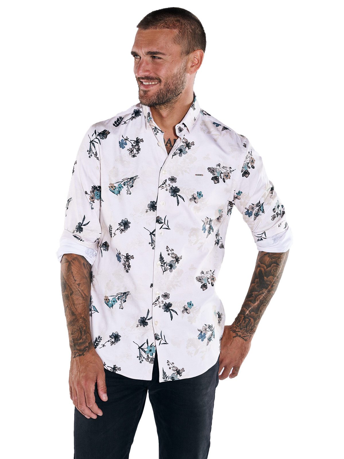 Langarmhemd emilio adani Herren Langarm-Hemd gemustert, Beige