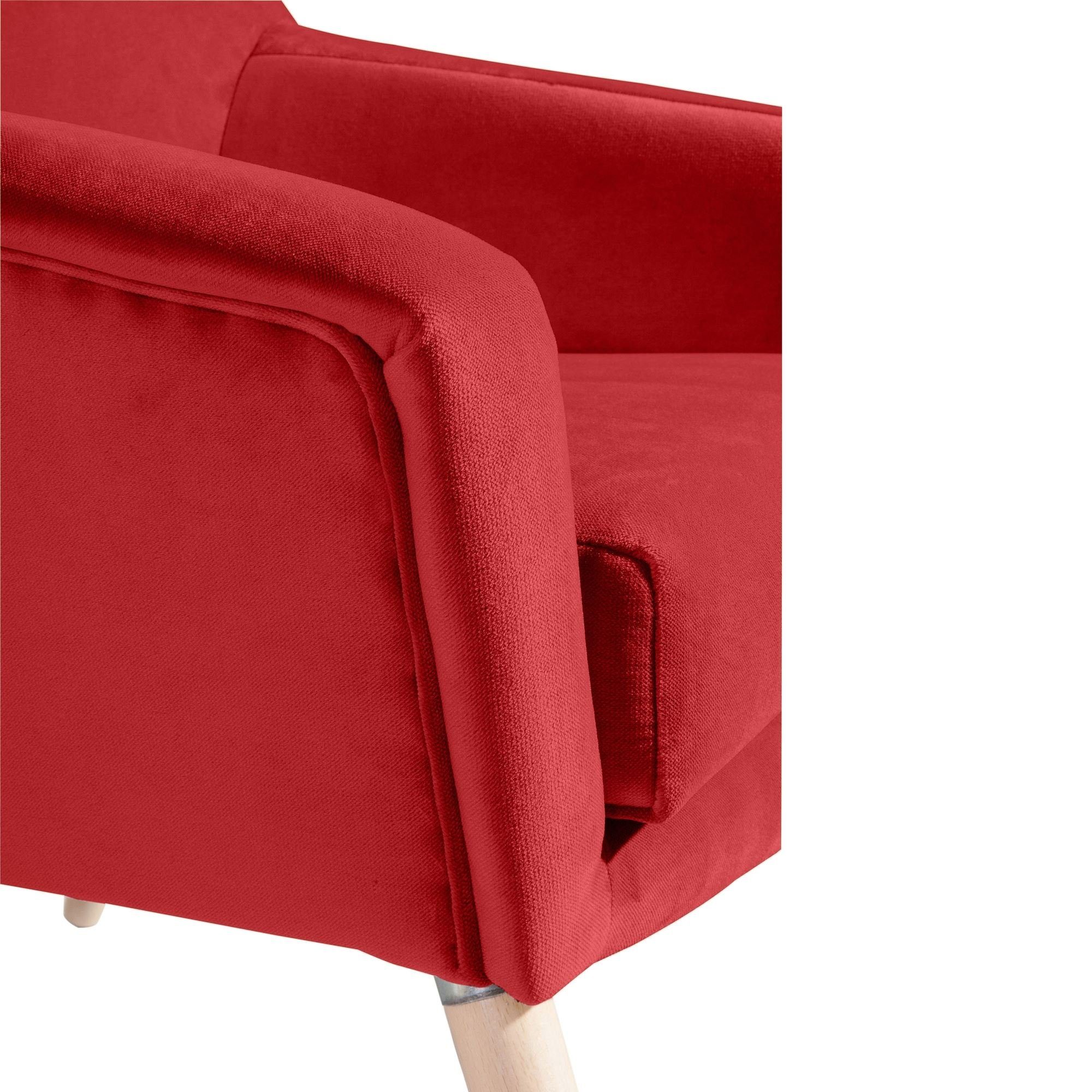Buche (Sparpreis Samtvelour Kachka Versand, aufm rot 58 Sessel 21056 verarbeitet,bequemer 1-St), Bezug Kessel hochwertig / natur Kostenlosem Sitz inkl. Sessel