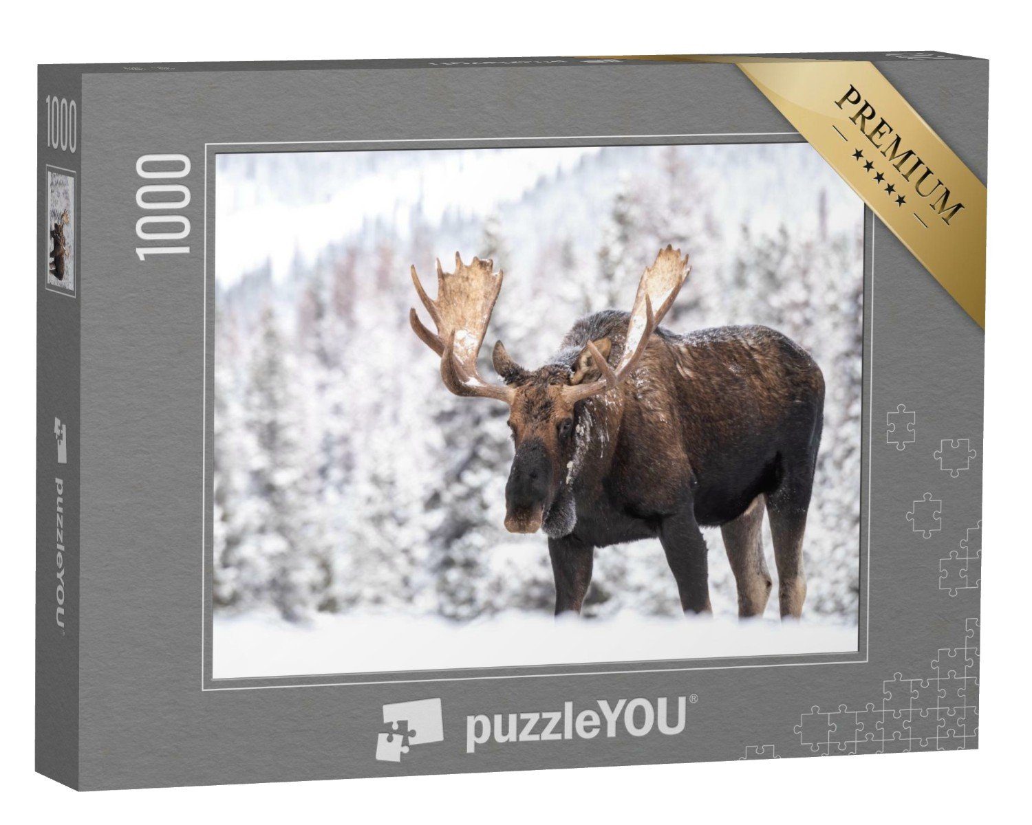 puzzleYOU Puzzle Elch im Schnee in Jasper, Kanada, 1000 Puzzleteile, puzzleYOU-Kollektionen Elche, Tiere des Nordens