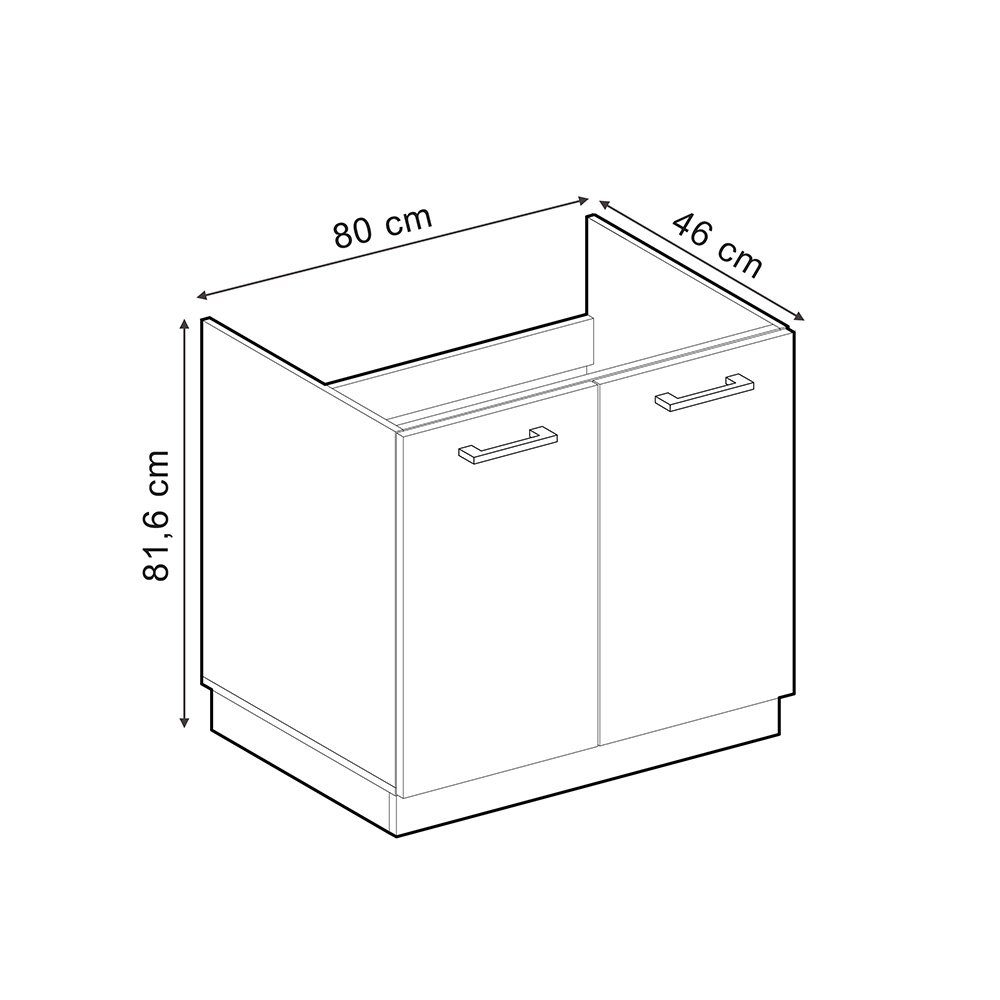 Vicco Spülenunterschrank R-Line, Blau-Grau/Weiß, 80 cm günstig online kaufen