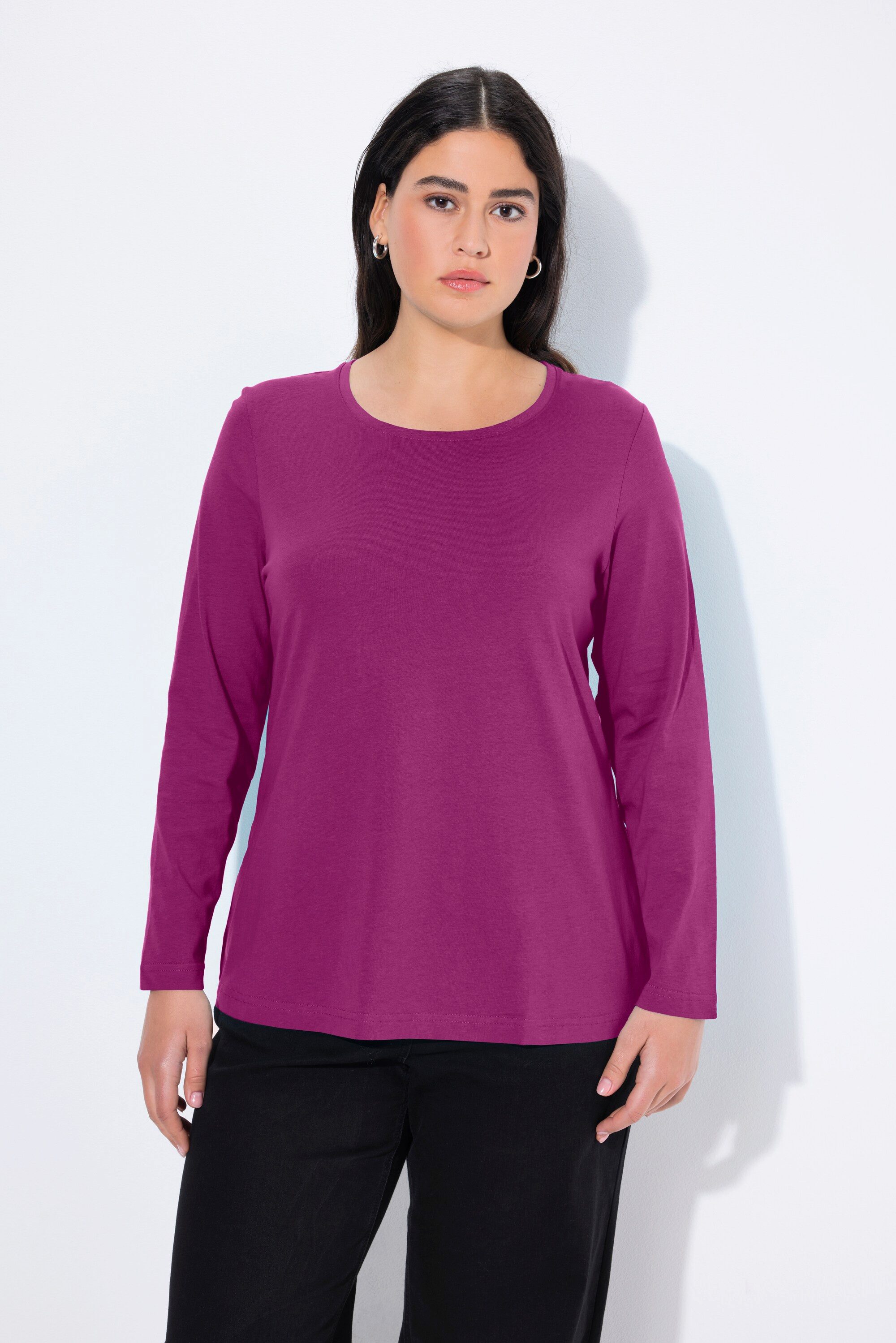 Ulla Popken T-Shirt Shirt Slim Rundhalsausschnitt günstig online kaufen