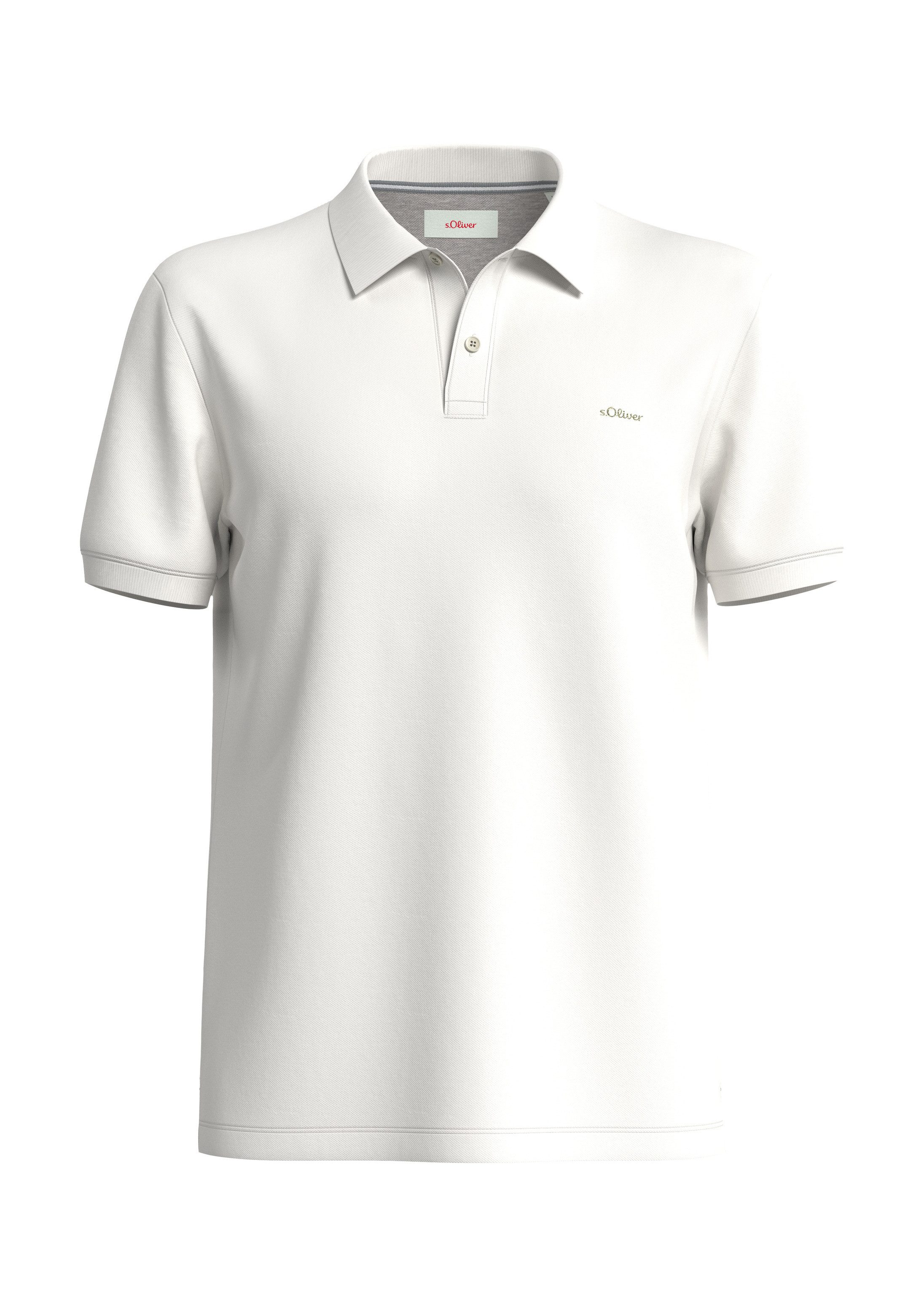 s.Oliver Kurzarmshirt Polo-Shirt Poloshirt mit Logo-Stickerei und Knopfleiste