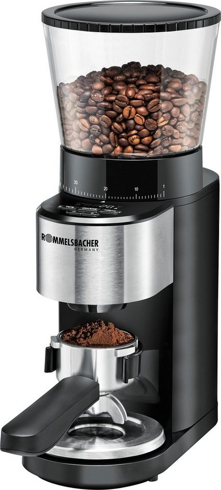 Rommelsbacher Kaffeemühle EKM 500, 160 W, Kegelmahlwerk, 400 g  Bohnenbehälter, Mahlgrad mit 39 Stufen & individuellen Angaben von Gewicht,  Zeit