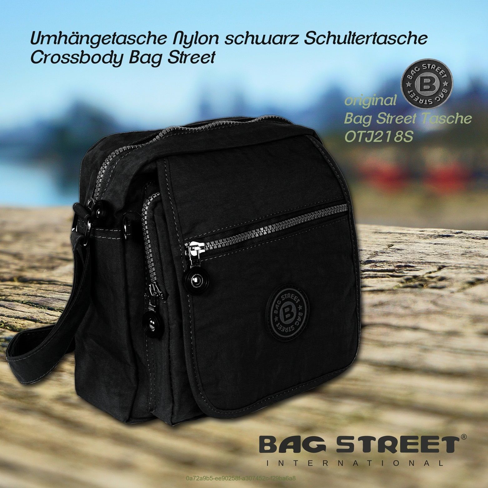 BAG STREET Umhängetasche Bag Street Damenhandtasche Umhängetasche (Umhängetasche), Damen, Jugend Umhängetasche Nylon, schwarz ca. 20cm x ca. 22cm
