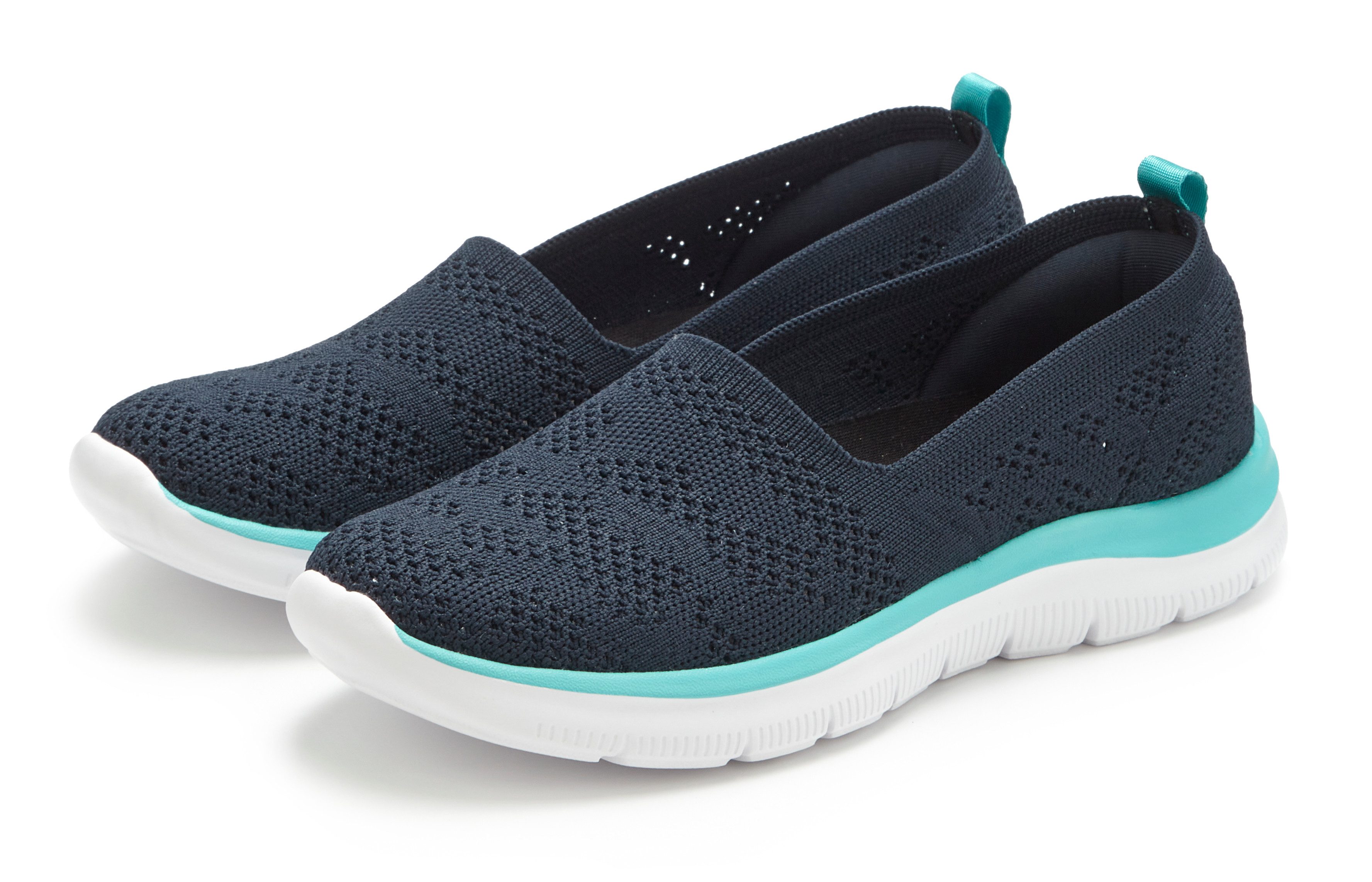 LASCANA Ballerina, Sneaker, Freizeitschuh, Slip-On-Sneaker, Slipper NEU zum Reinschlüpfen, ultraleicht VEGAN