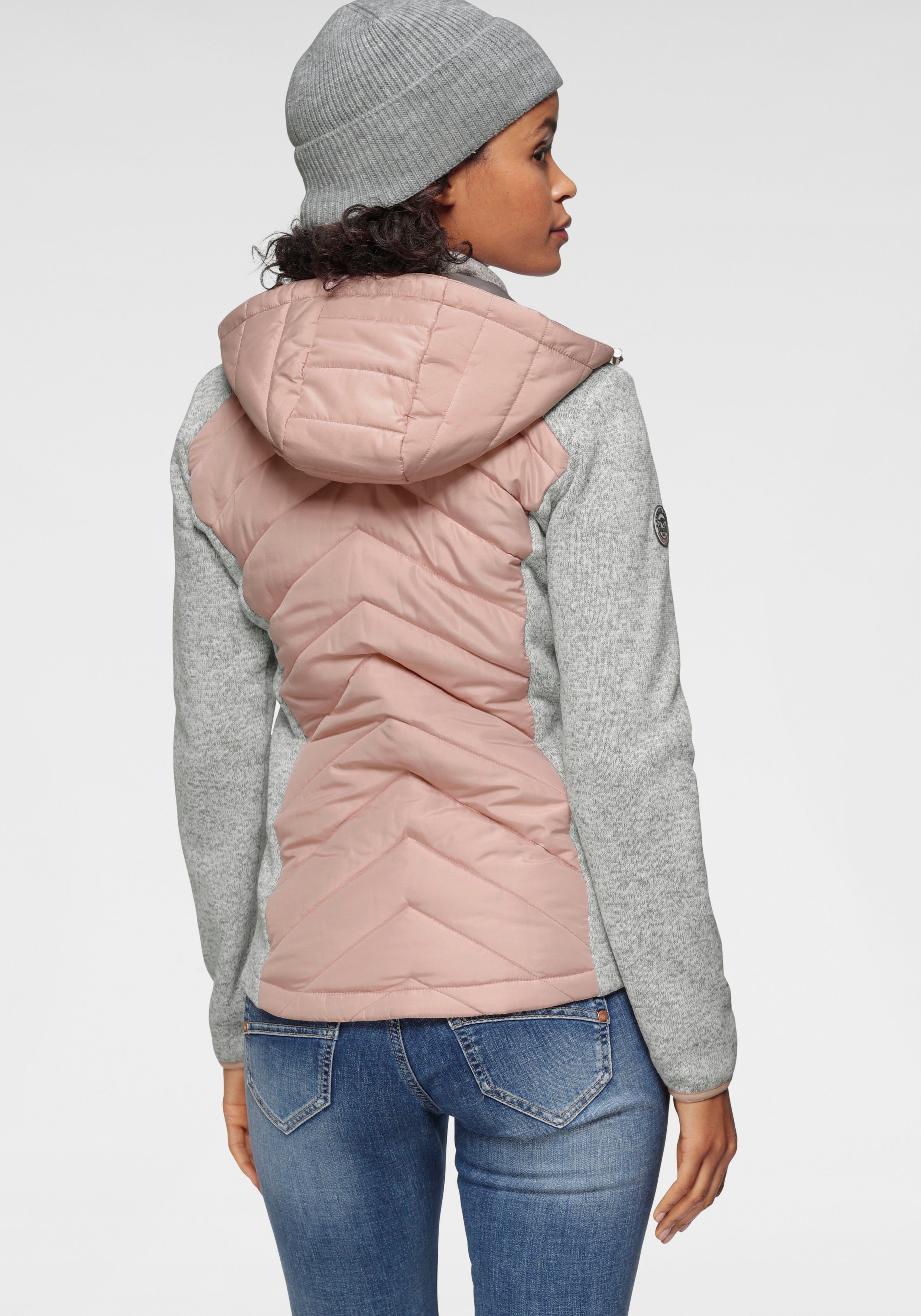 trendigen im (Jacke nachhaltigem Look aus 2-In-1 Material) KangaROOS rosa-grau Kurzjacke
