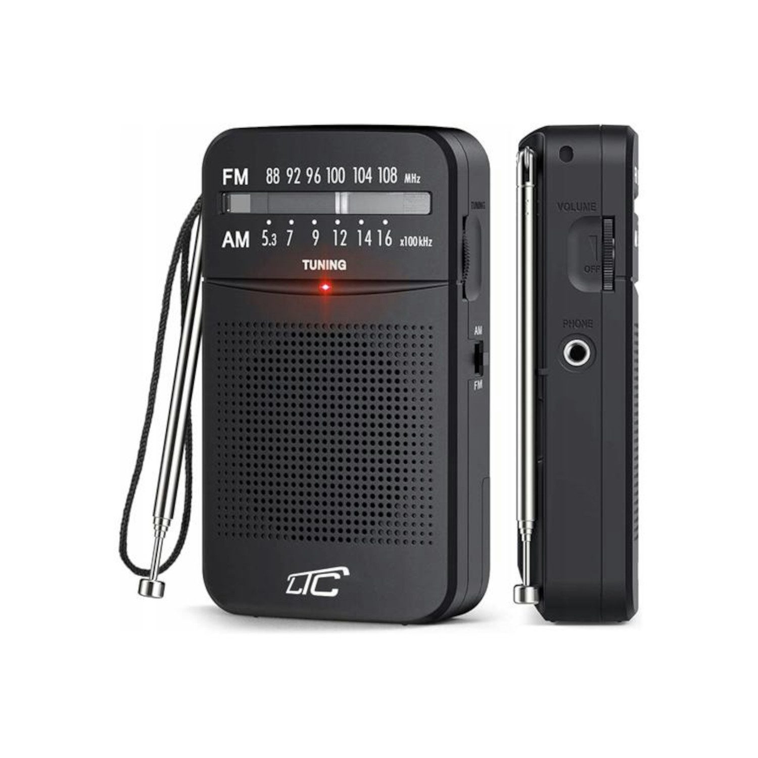 LTC Tragbares AM/FM/AUX-Taschenradio mit Batterien Radio (LEGA Funkgerät)