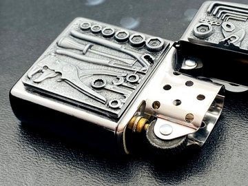 Zippo Feuerzeug ZIPPO Geschenkset Toolbox Werkzeugkasten Mechaniker Handwerk Feuerzeug (4 teiliges Set inkl. Zippo, Benzin, Feuersteine und Geschenkbox)