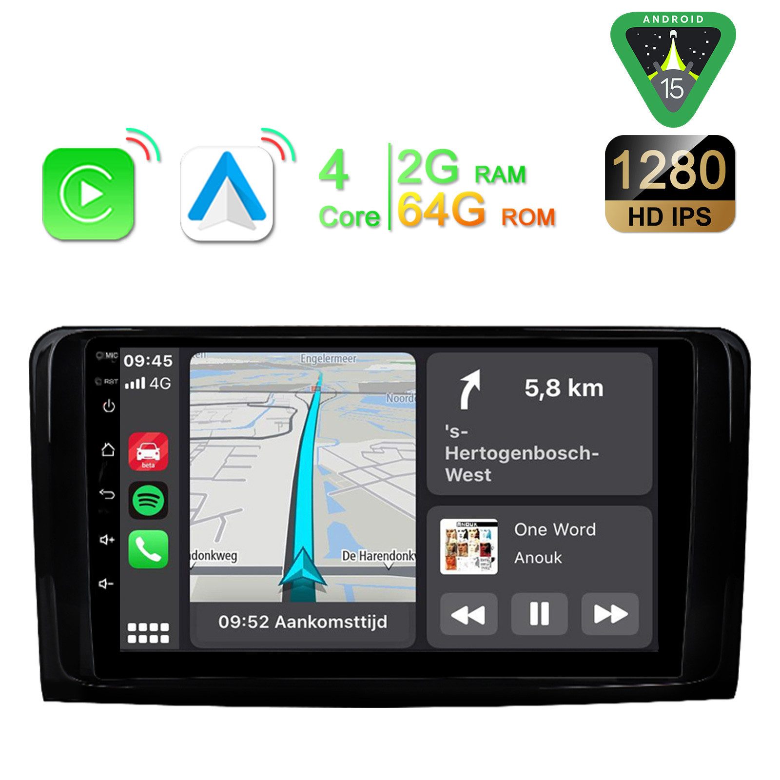 A-Sure 2+64GB Android 15 Für Mercedes Benz ML/GL Klasse W164 X164 Autoradio (Digitalradio (DAB), USB, FM, AM)