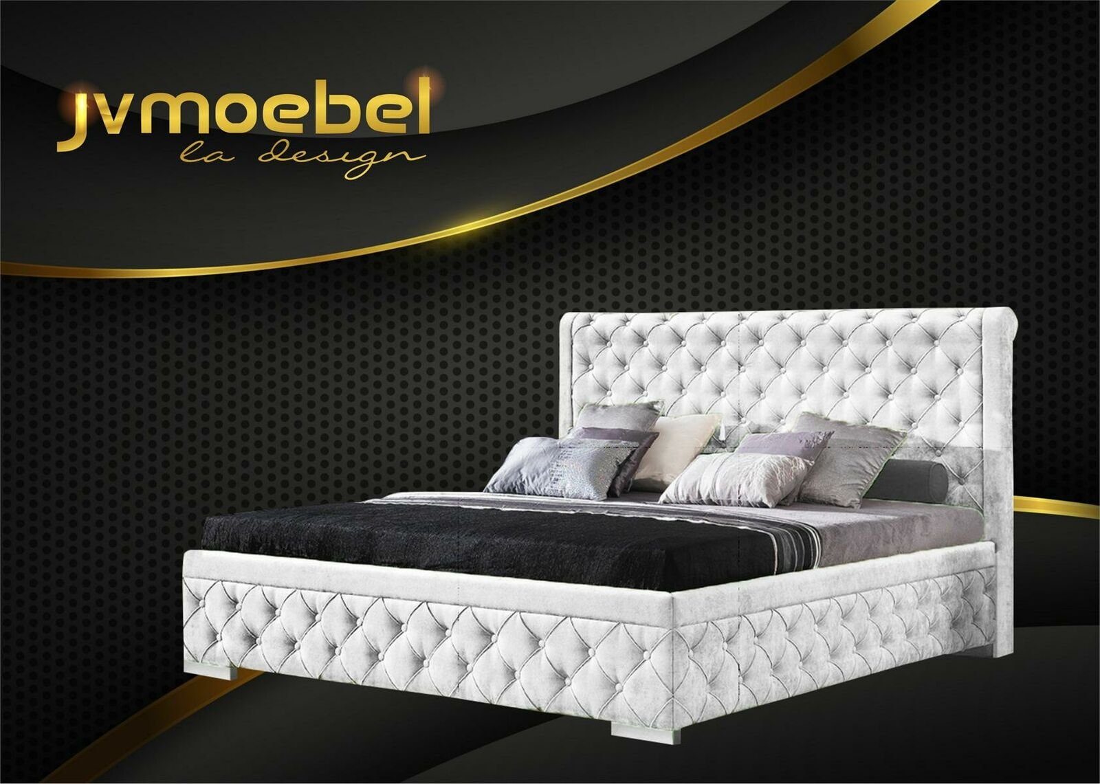 JVmoebel Bett, Bettgestell Stoff Möbel Luxus Betten Bett Textil Schlafzimmer Design Weiß