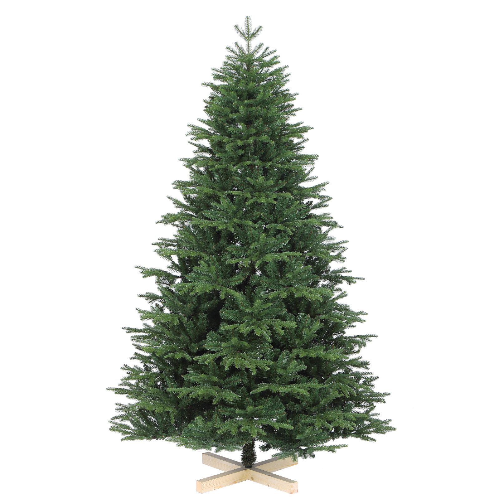 Salcar Künstlicher Weihnachtsbaum Weihnachtsbaum Künstlich Tannenbaum Christbaum mit Holzständer PE PVC, Nordmanntanne, 210 cm mit 1525 PE-Zweigen und 993 PVC-Zweigen