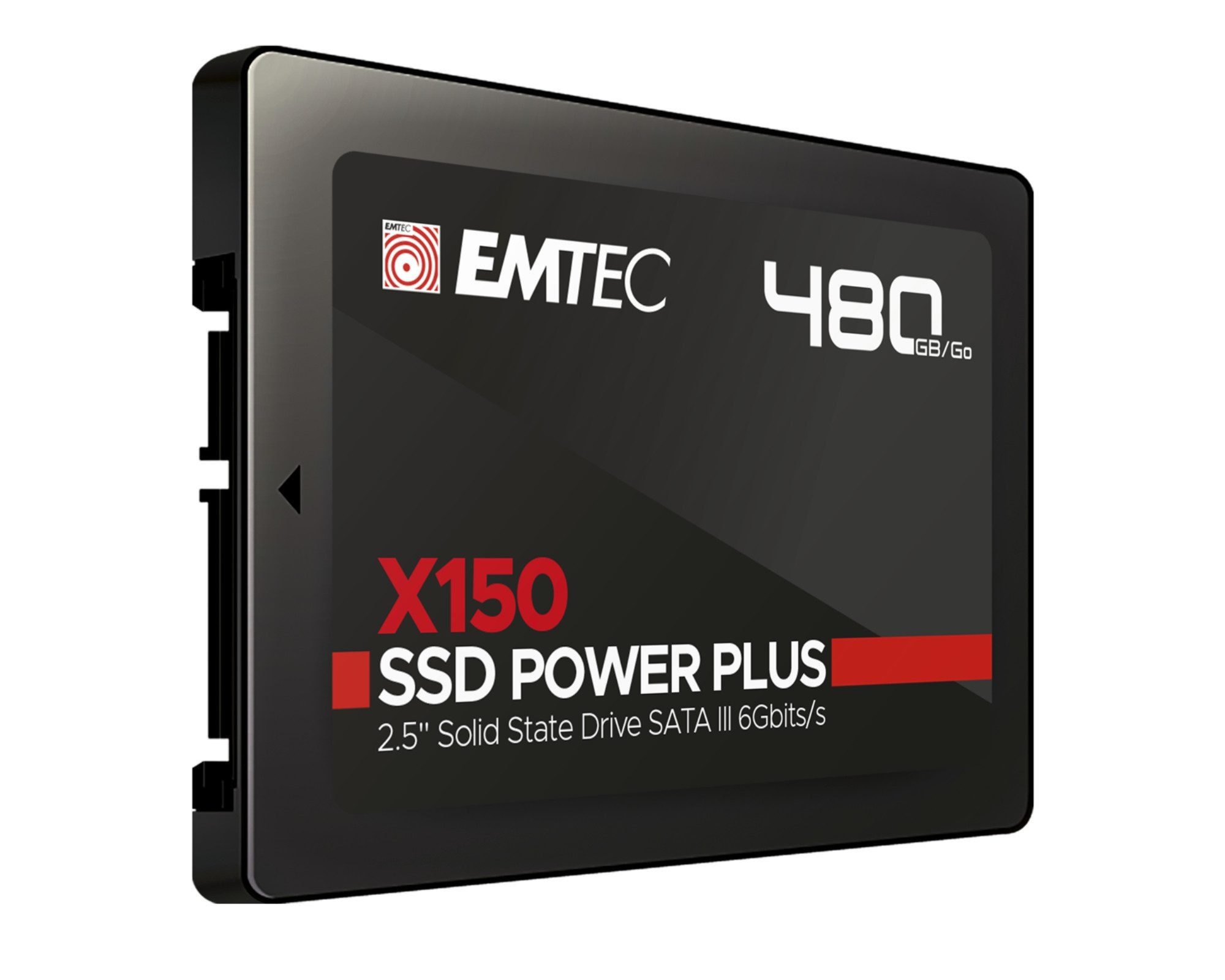EMTEC X150 Power Plus 480GB SATA SSD 2.5 Zoll interne SSD (480 GB) 2,5 Zoll" 520 MB/S Lesegeschwindigkeit, 500 MB/S Schreibgeschwindigkeit, 3D NAND, TRIM, SMART, ECC, Wear Leveling