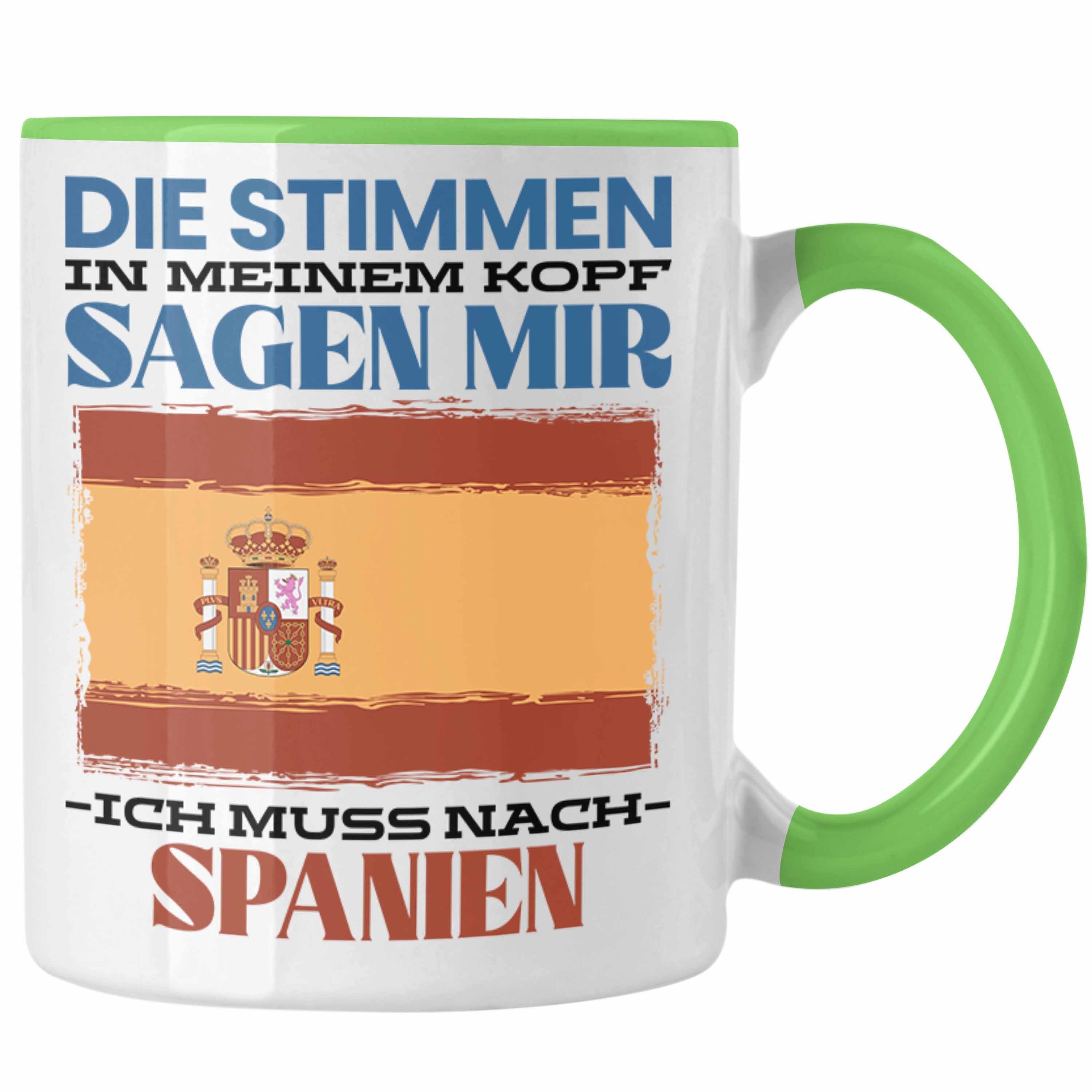 Trendation Tasse Trendation - Spanien Tasse Urlaub Heimat Geschenk Spruch Spanier Gesch Grün