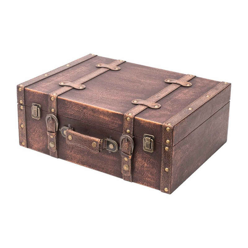 HMF Aufbewahrungsbox Vintage Koffer, Multifunktionskoffer (1 St), Handgefertigter Geschenkkoffer im Retro Design, 44x32x16 cm