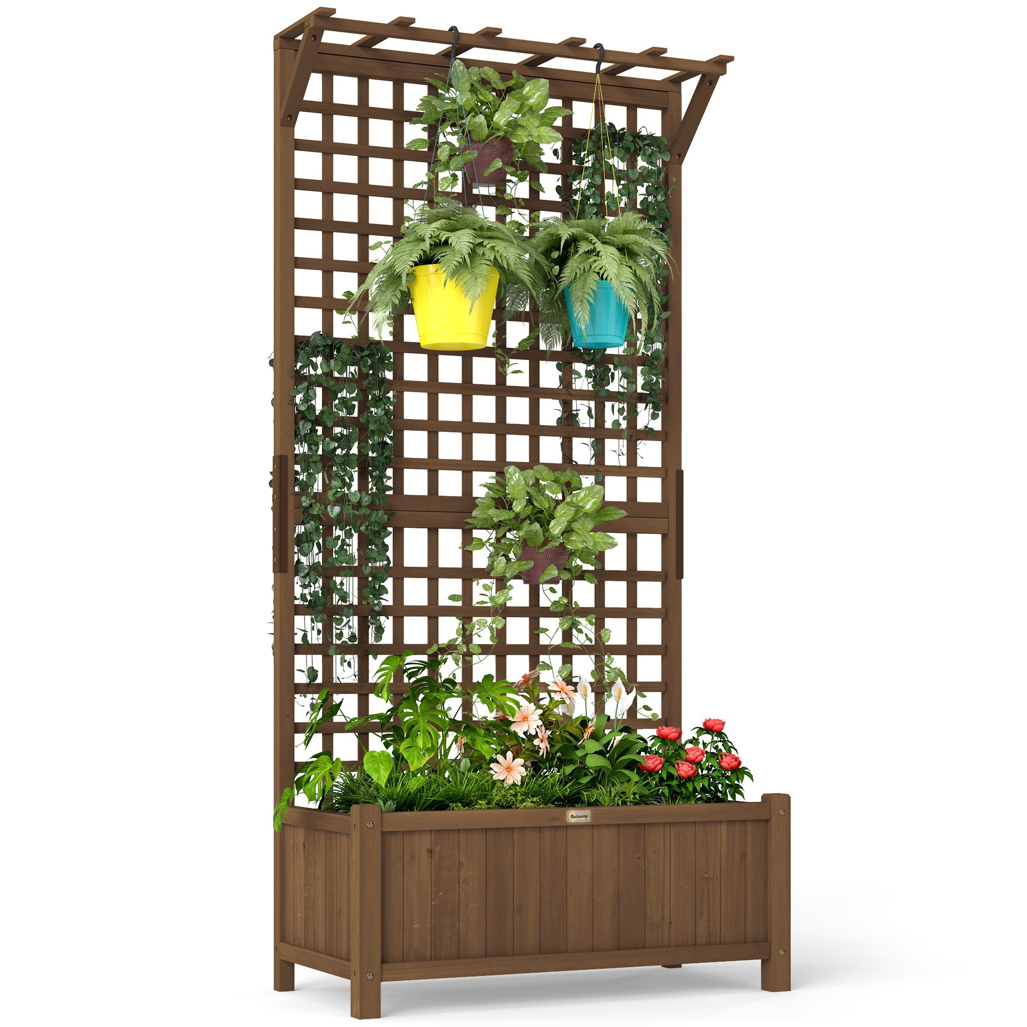 Outsunny Hochbeet mit Rankgitter, aus Holz (Pflanzkasten, 1 St., Gemüsebeet günstig online kaufen