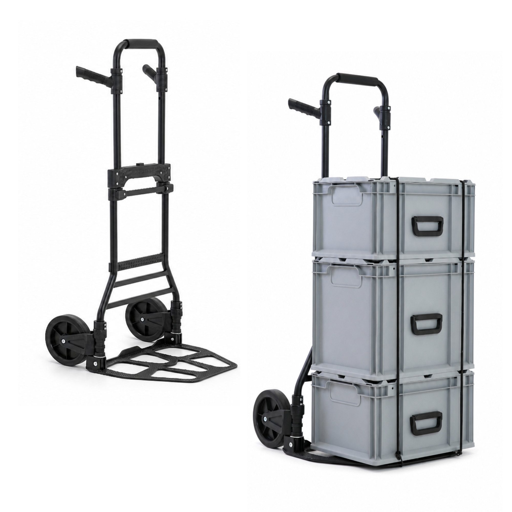 PROREGAL® Sackkarre ELEPHANT mit Profi-Alu-Rahmen klappbar ergonomisch Vollgummibereifung, Klappbare Sackkarre Transportkarre Staplerkarre hohe Traglast