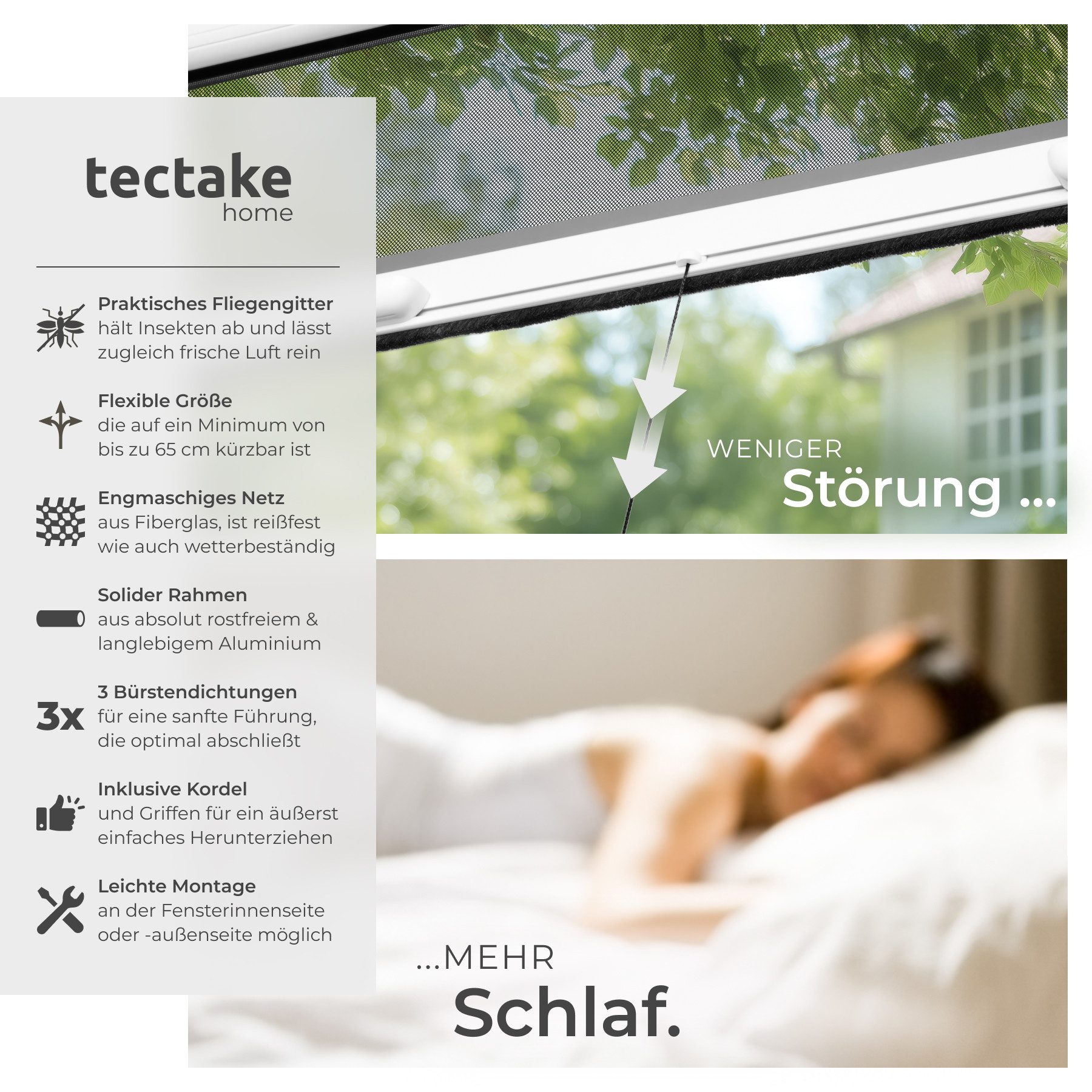 tectake Insektenschutz-Fensterrahmen Insektenschutzrollo, aus Aluminium günstig online kaufen