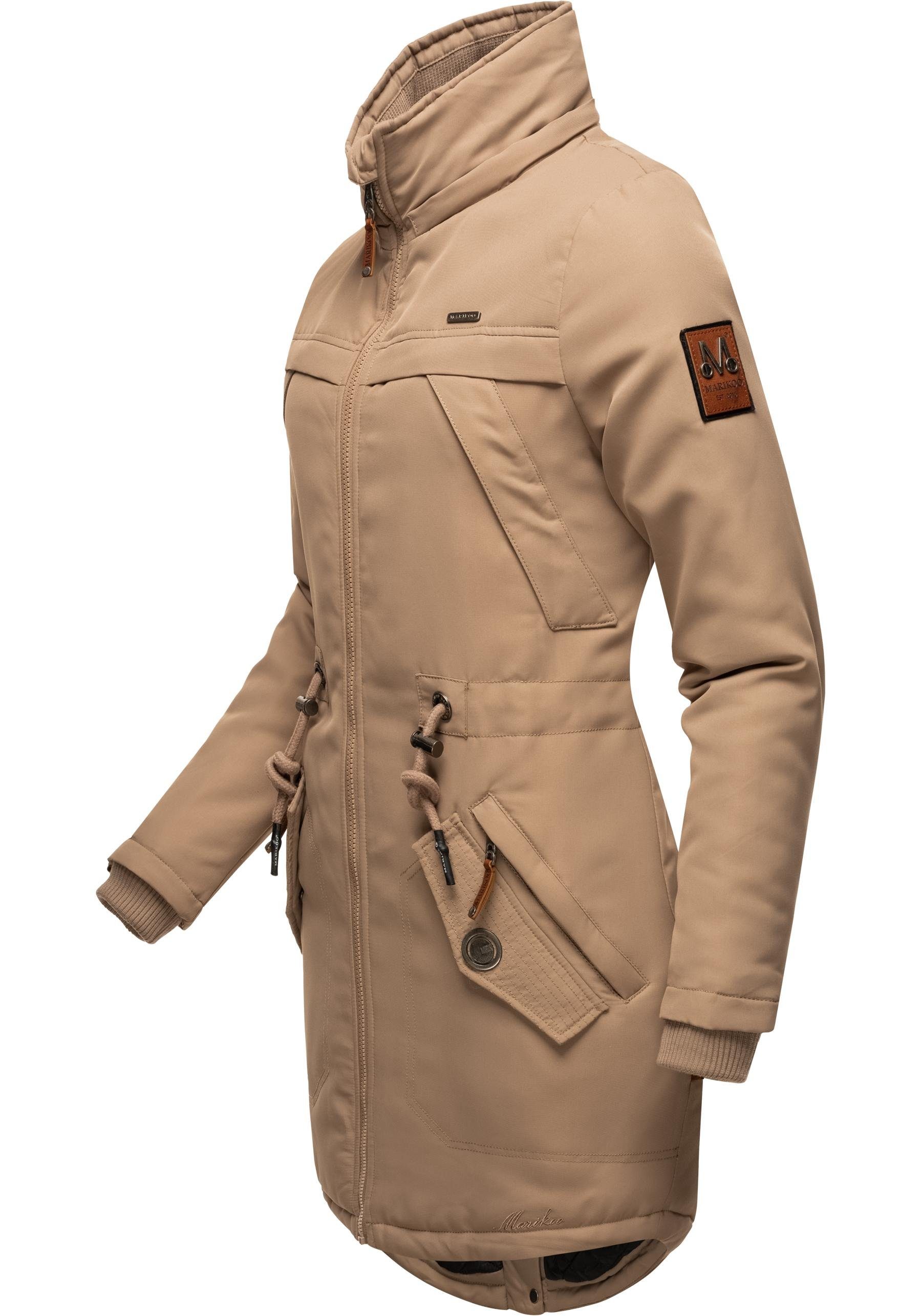 Marikoo Kapuze Wintermantel Winterparka Kamii Damen abnehmb. taupe mit sportlicher