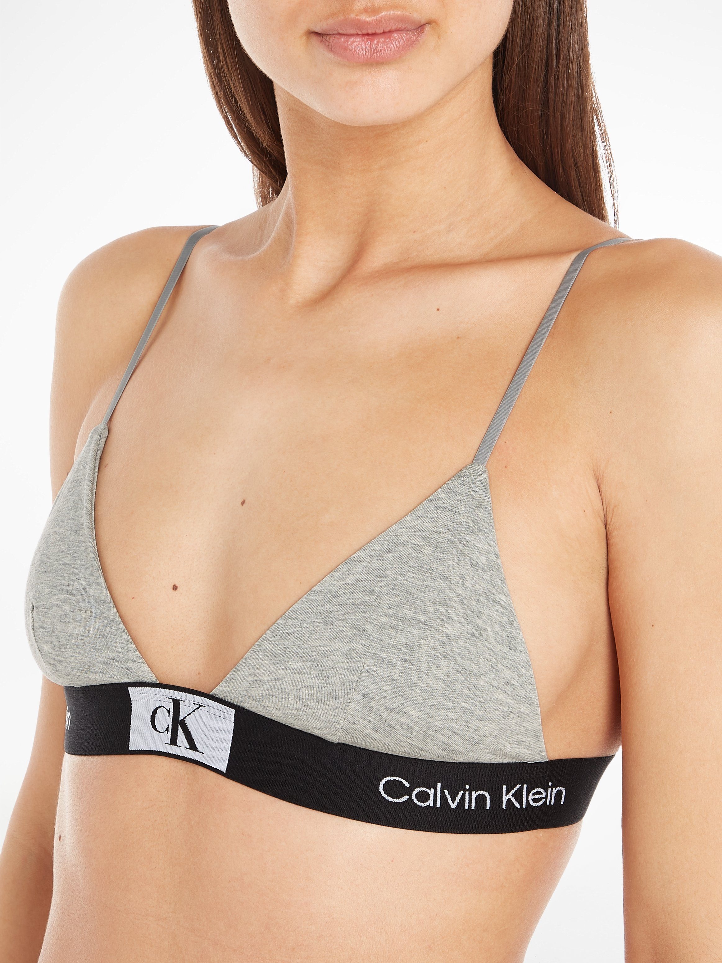 Underwear TRIANGLE mit GREY-HEATHER dem Unterband Logoschriftzügen Triangel-BH Klein Calvin auf UNLINED
