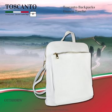 Toscanto Cityrucksack Toscanto Damen Cityrucksack Leder Tasche (Cityrucksack), Damen Cityrucksack Leder, weiß, Größe ca. 30cm