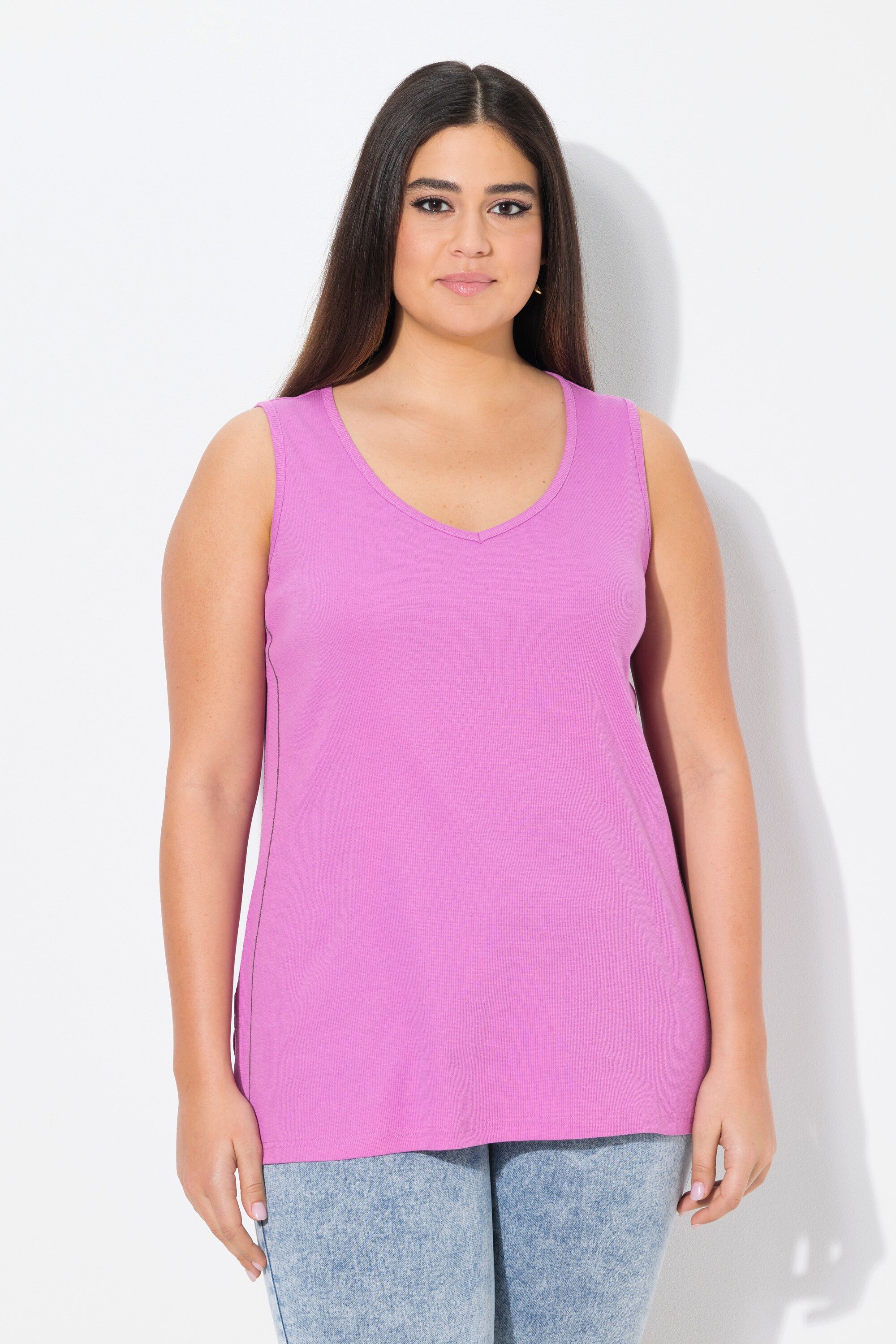 Ulla Popken T-Shirt Top Rippjersey Slim günstig online kaufen