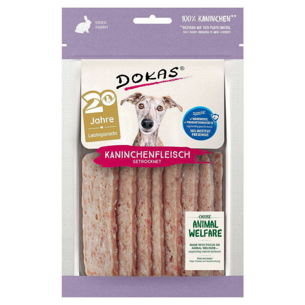 Dokas Kaninchenfleisch getrocknet 70 g, für: Hund