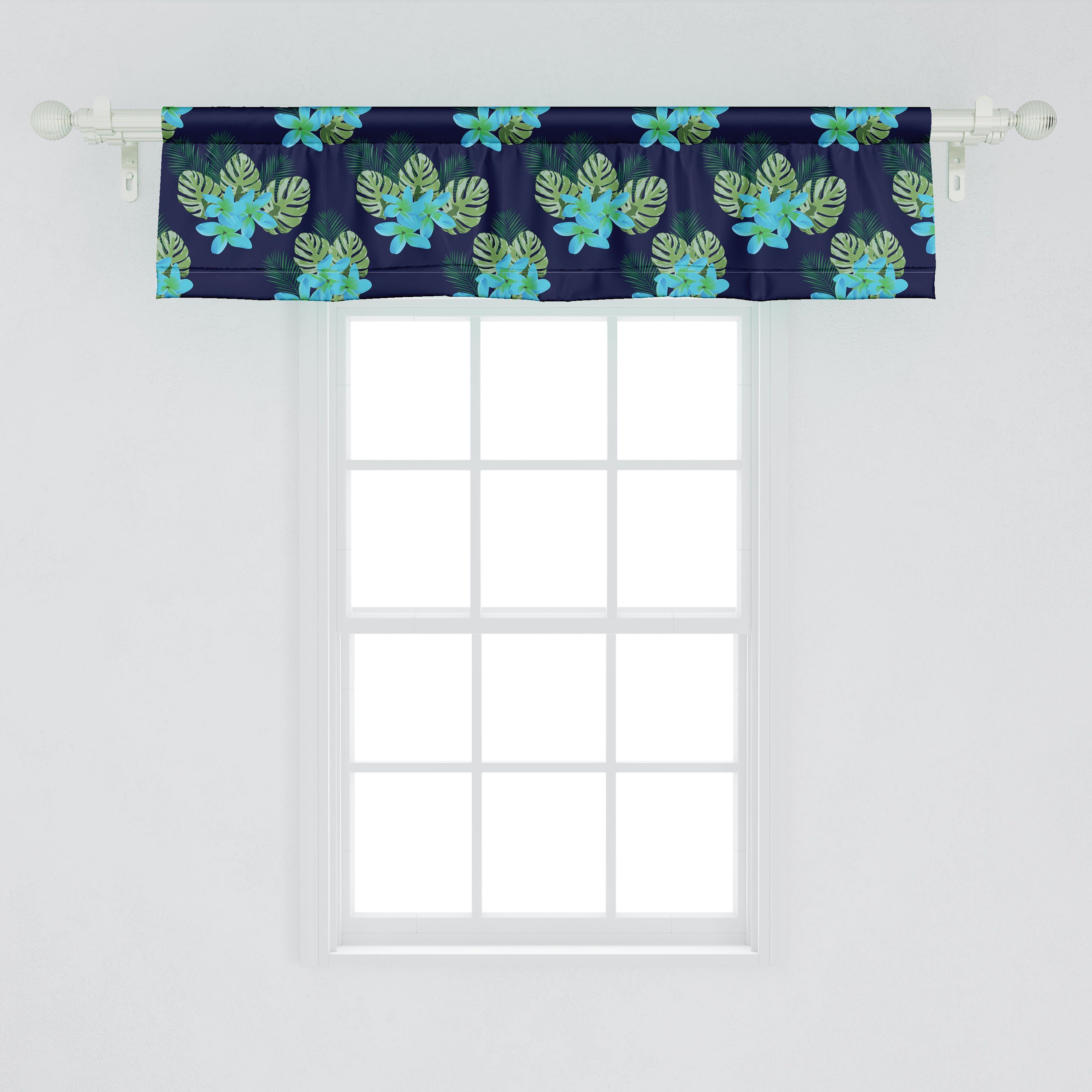Scheibengardine Vorhang Volant für Dekor Schlafzimmer Microfaser, Blumen und Stangentasche, Küche mit Blühende Abakuhaus, Tropisch Blätter