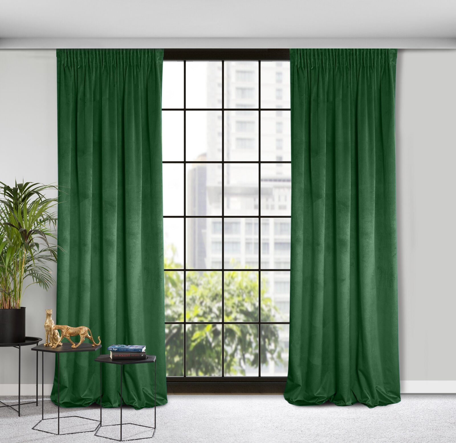 Design91 Vorhang Samtvorhänge 140x270 cm 135x300 cm (1 St), Kräuselband, blickdicht, Samt, Wohnzimmer Tunnelzug