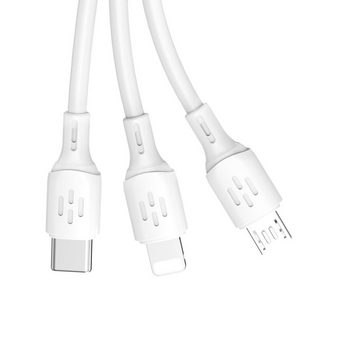Dudao USB-Kabel Ladekabel USB C Micro-USB iPhone-Anschluss 6 A 1,2 m Weiß USB-Ladegerät (1-tlg)