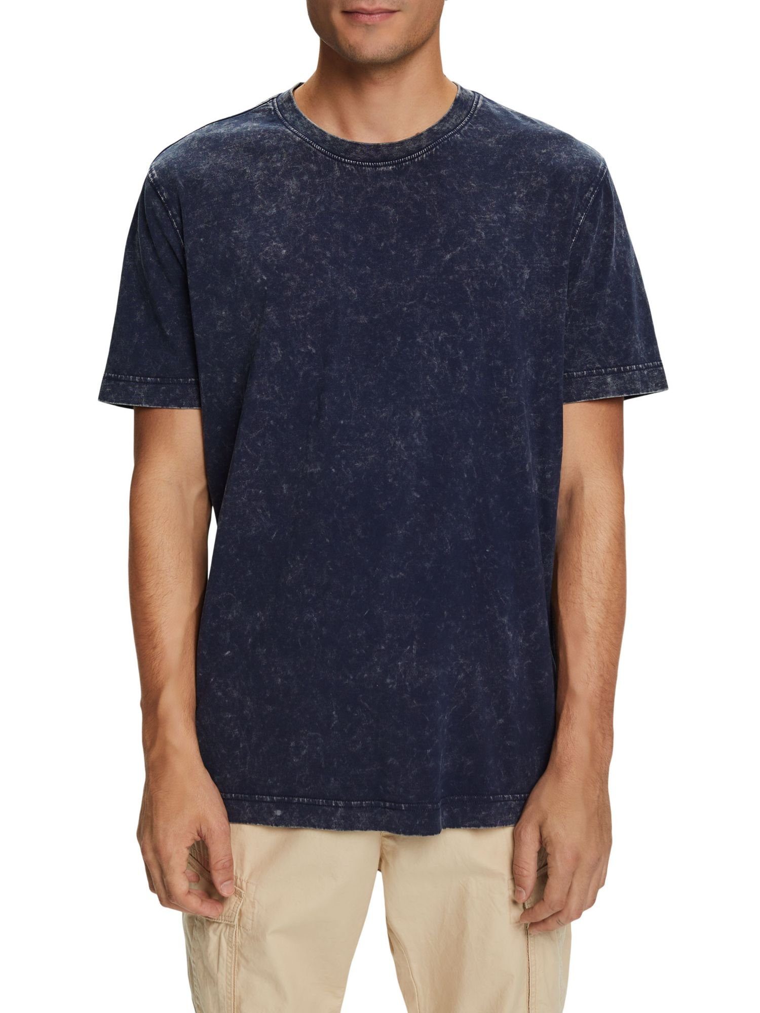 (1-tlg) Stonewash-Effekt, T-Shirt Baumwolle mit 100 % T-Shirt Esprit NAVY