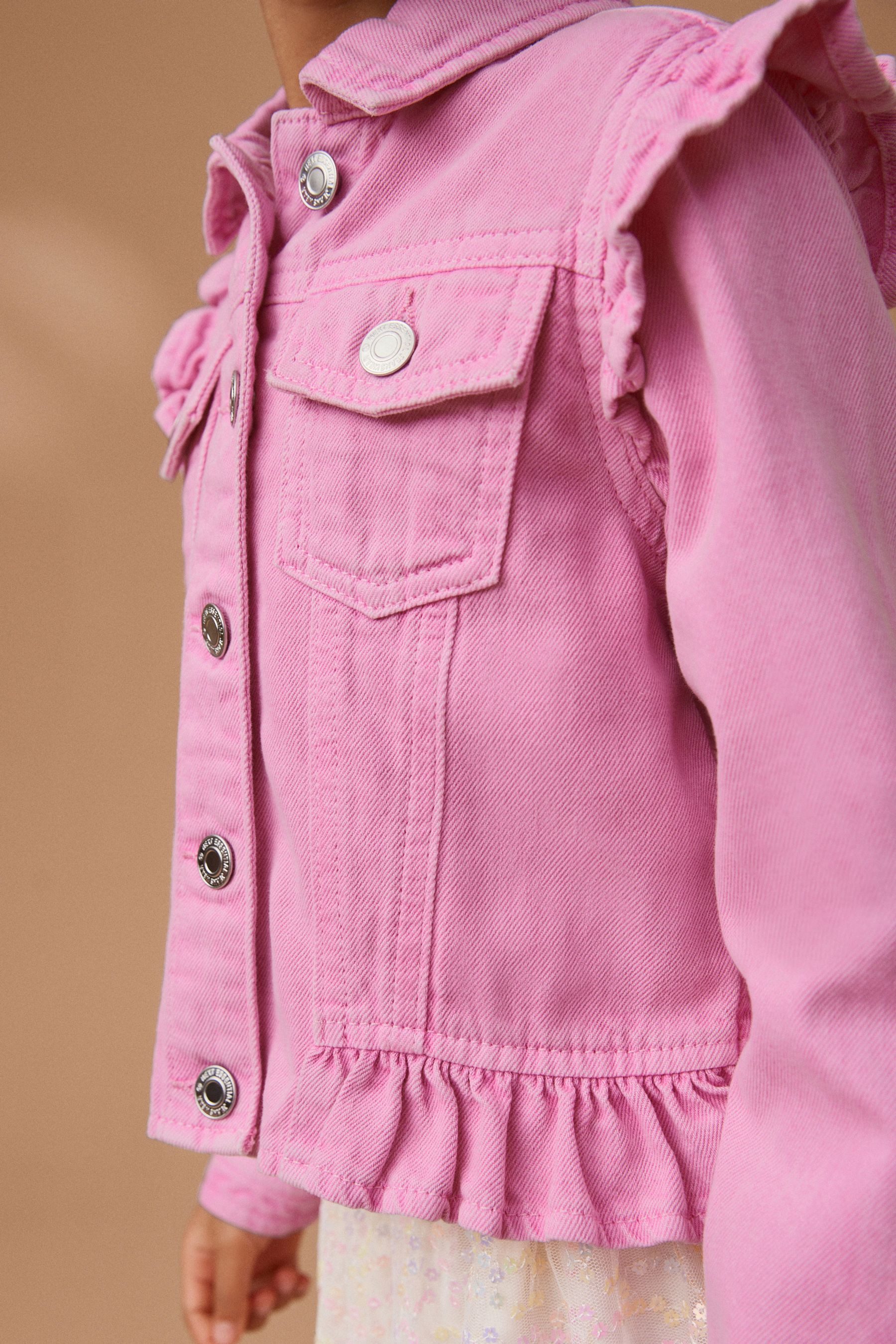 Next Jeansjacke Jeansjacke mit Schulterrüschen (1-St)