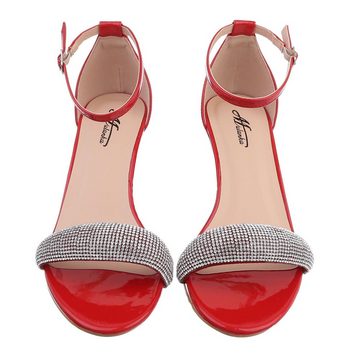Ital-Design Damen Abendschuhe Party & Clubwear Sandalette Blockabsatz Sandalen & Sandaletten in Rot