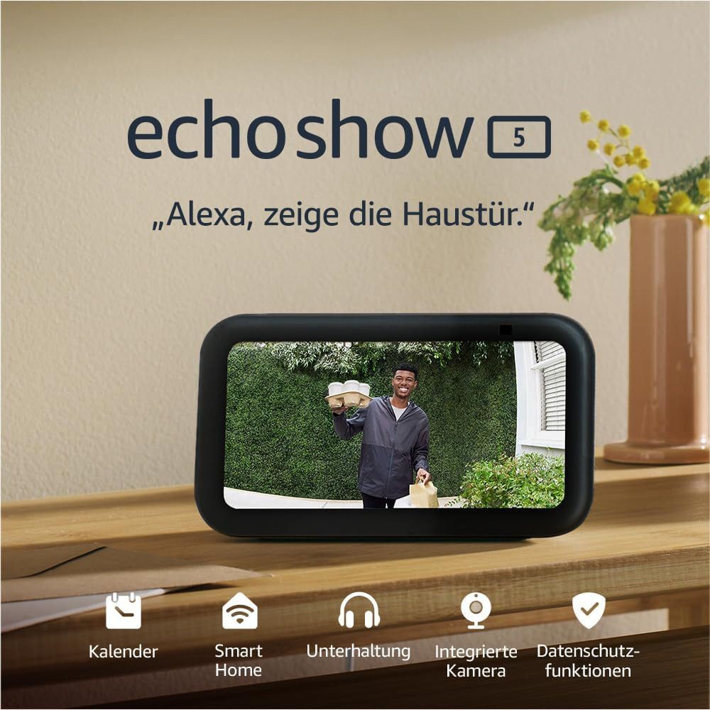 Amazon Echo Show 5 (Neueste Generation), Kompakter smarter Touchscreen Lautsprecher (15 W, Alexa Sprachsteuerung, Smart-Home-Steuerung)