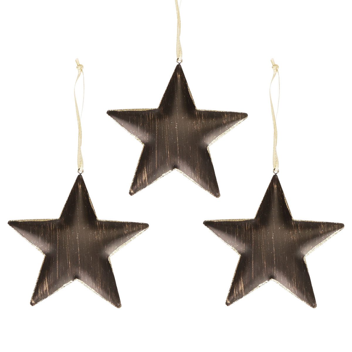 Christbaumschmuck Christbaumschmuck Deko Stern Metall Schwarz Gold Ø15cm 3St -