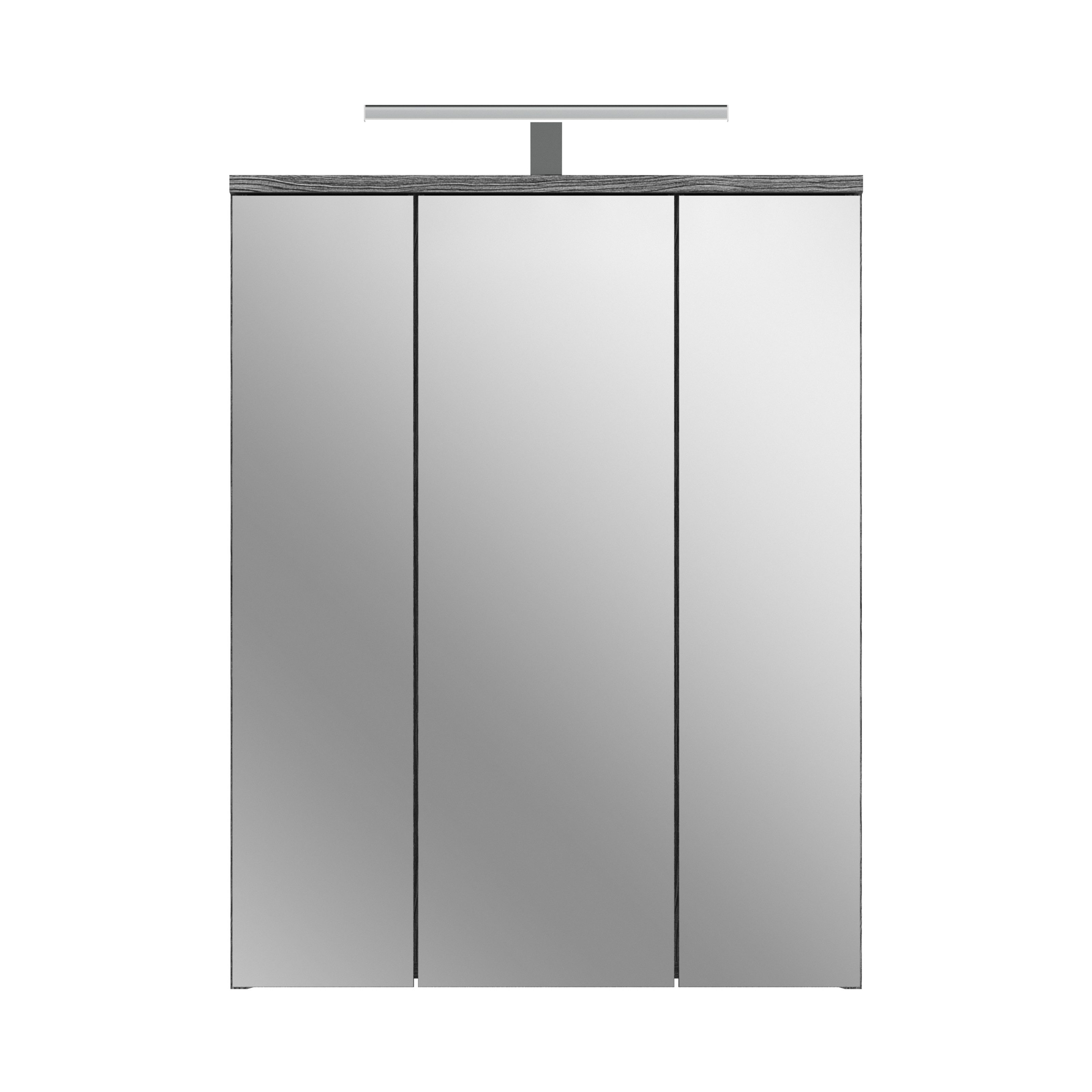 furnling Badezimmerspiegelschrank Blaine Breite 60 cm, 3 Türen, 9 Fächer, mit Beleuchtung, Badschrank