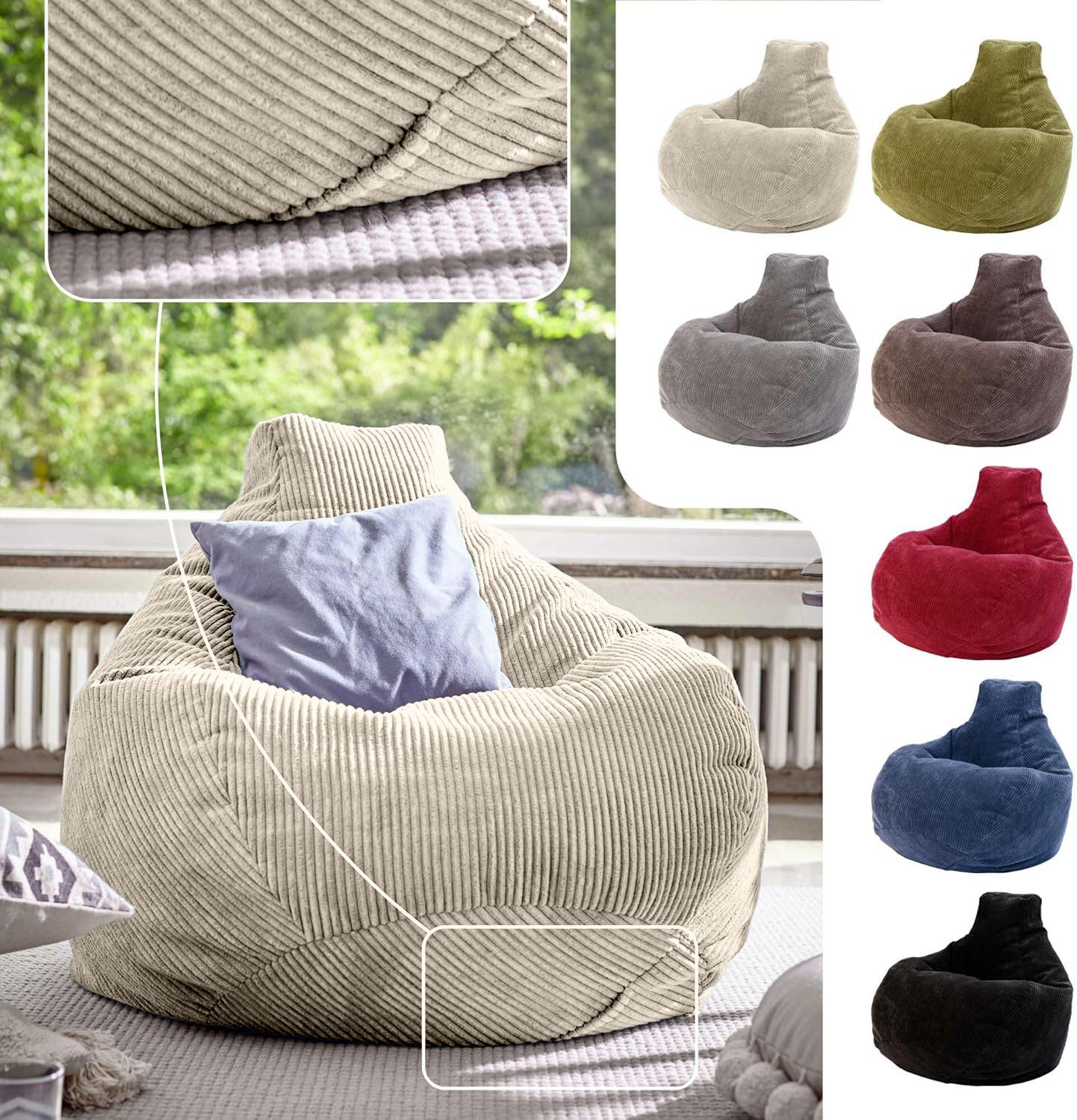 Green Bean Sitzsack mit Rückenlehne 80x80x90cm günstig online kaufen