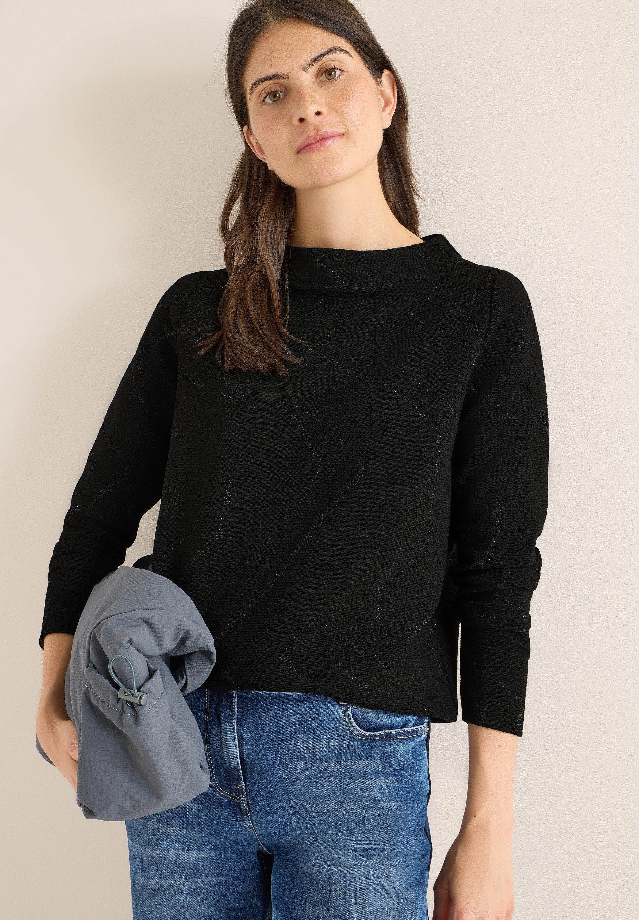 CECIL Stehkragenpullover im Glitzer-Look