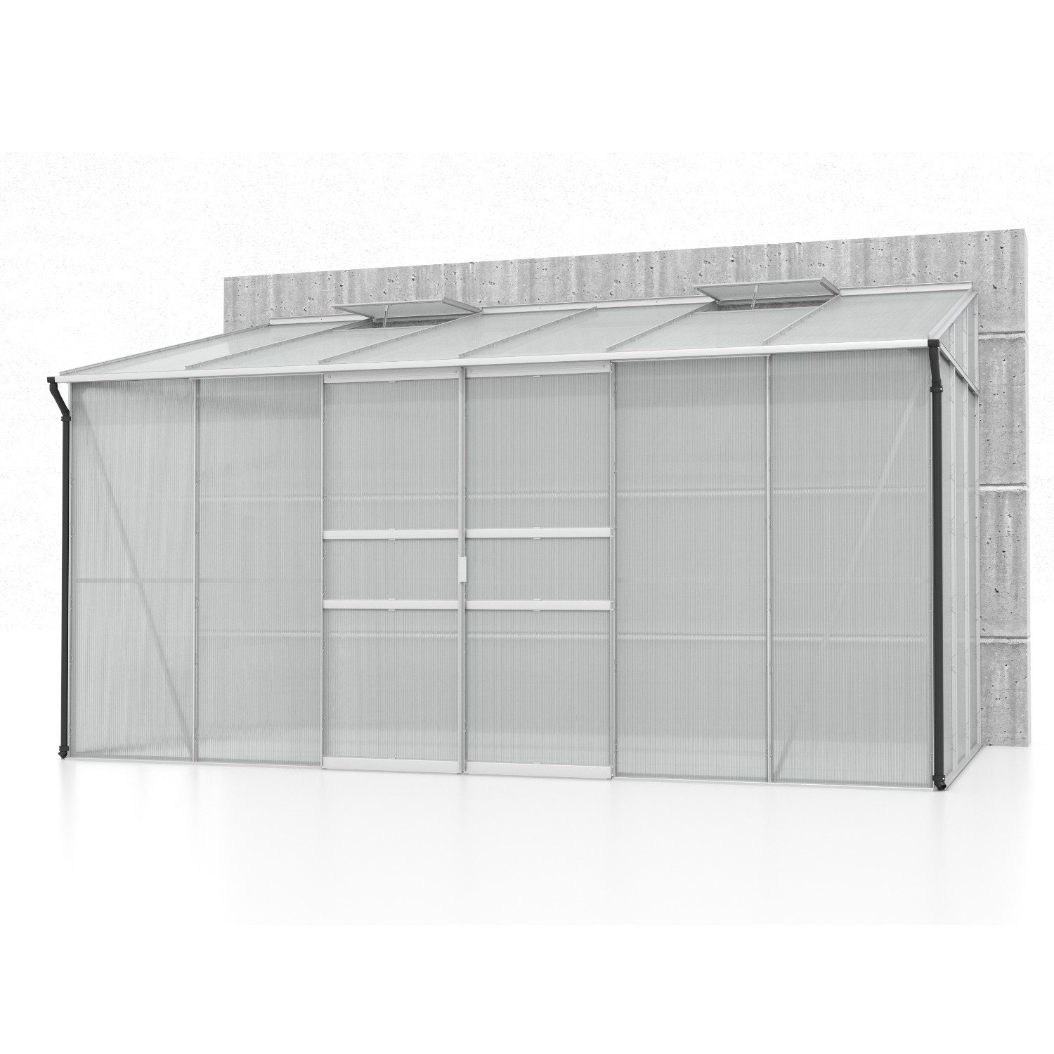 Vitavia Anlehngewächshaus Ida 7800, 4 mm Wandstärke, mit 4 oder 6 mm Hohlkammerplatten, inkl. Regenrinne