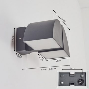 hofstein Außen-Wandleuchte Wandlampe aus Metall/Kunststoff in Anthrazit/Weiß, LED fest integriert, Wandleuchte m. verstellbaren Strahlern, 2x 4 W, 650 Lumen, IP54