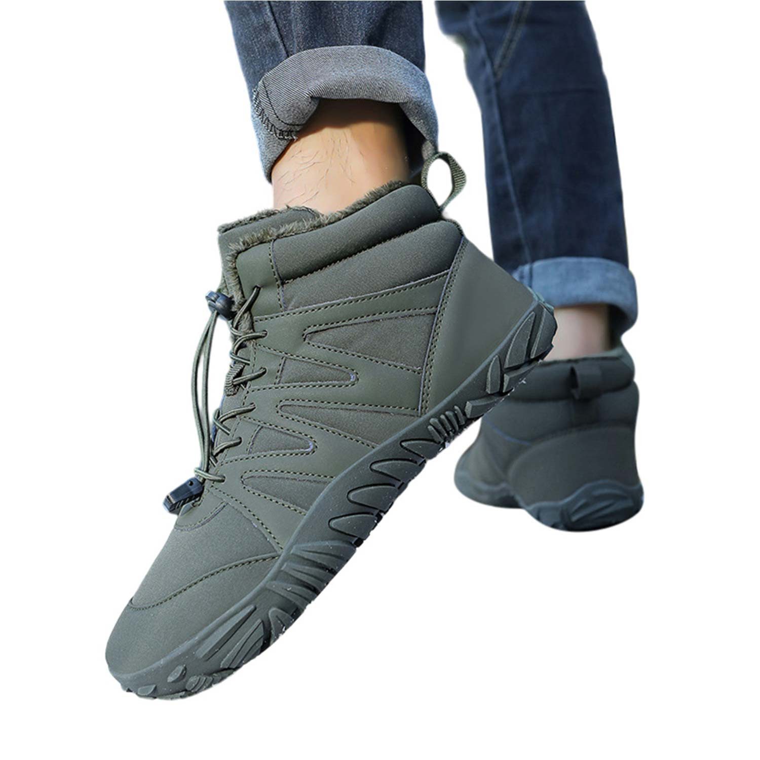 Refttenw Leichte Rutschfeste Barfußschuhe Gefüttert Winterstiefel Wandersch günstig online kaufen