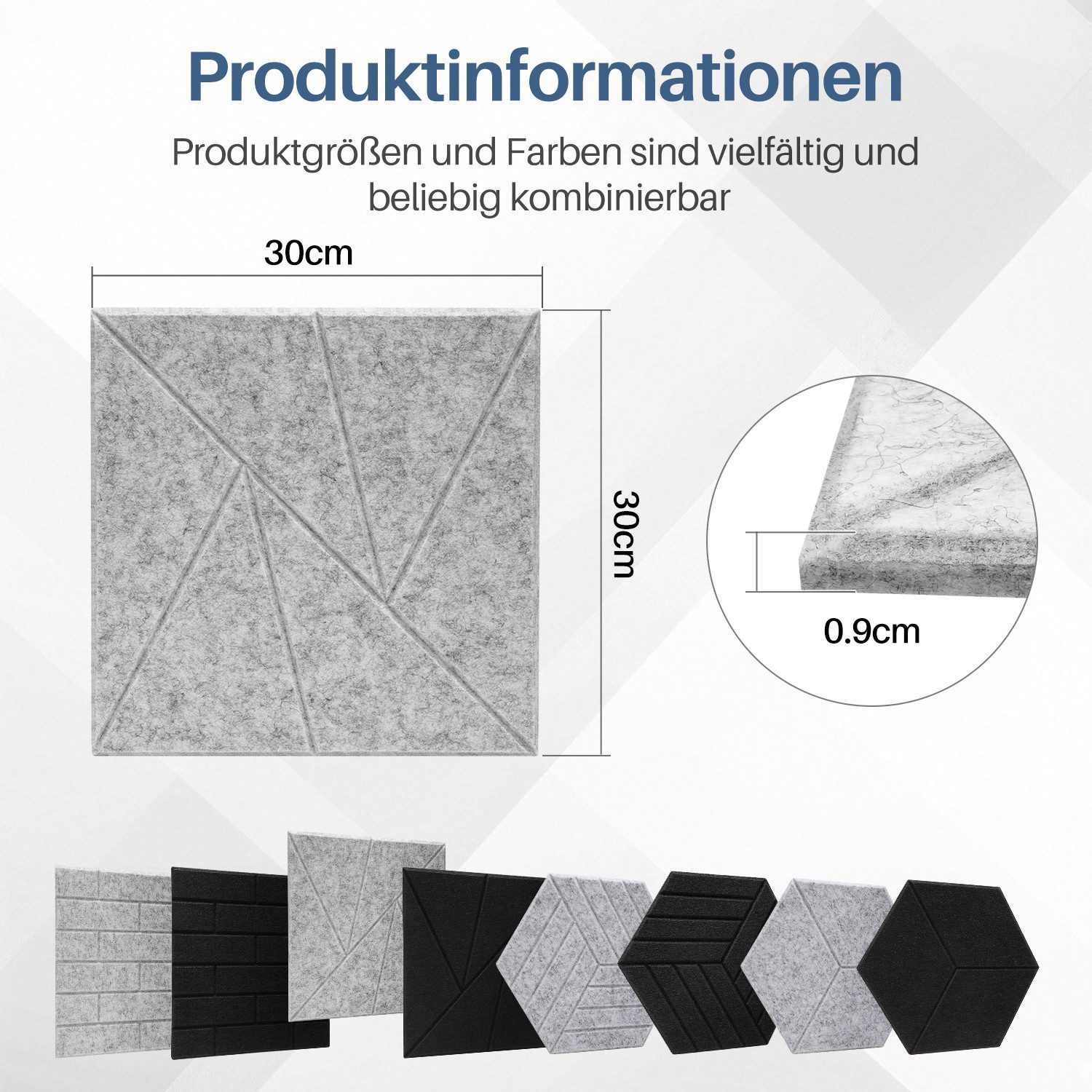 Clanmacy Akustikplatte 12 stuks Akustikplatten Quadratisch günstig online kaufen