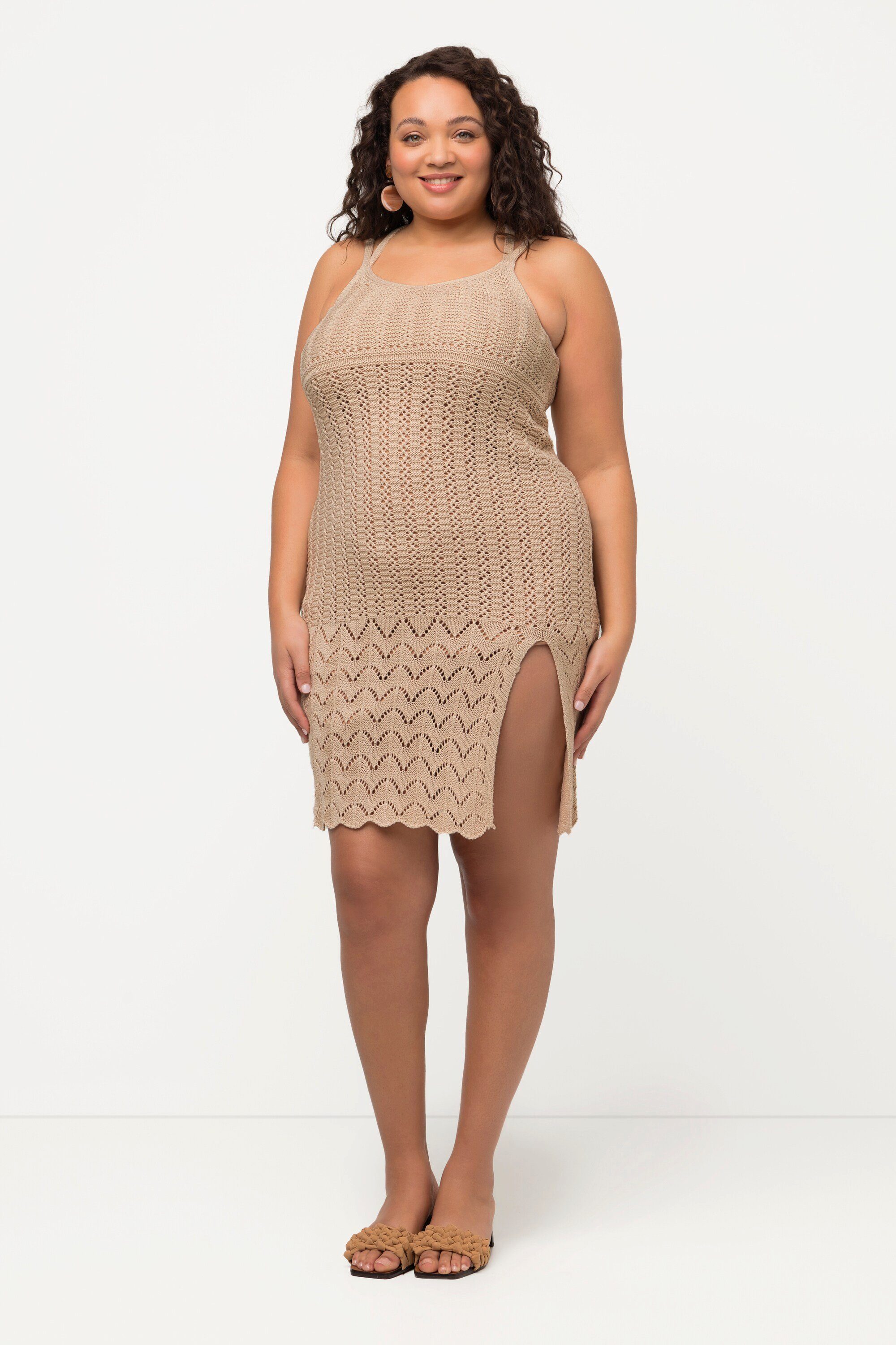 Ulla Popken Minikleid Häkelkleid V-Ausschnitt Spaghettiträger günstig online kaufen