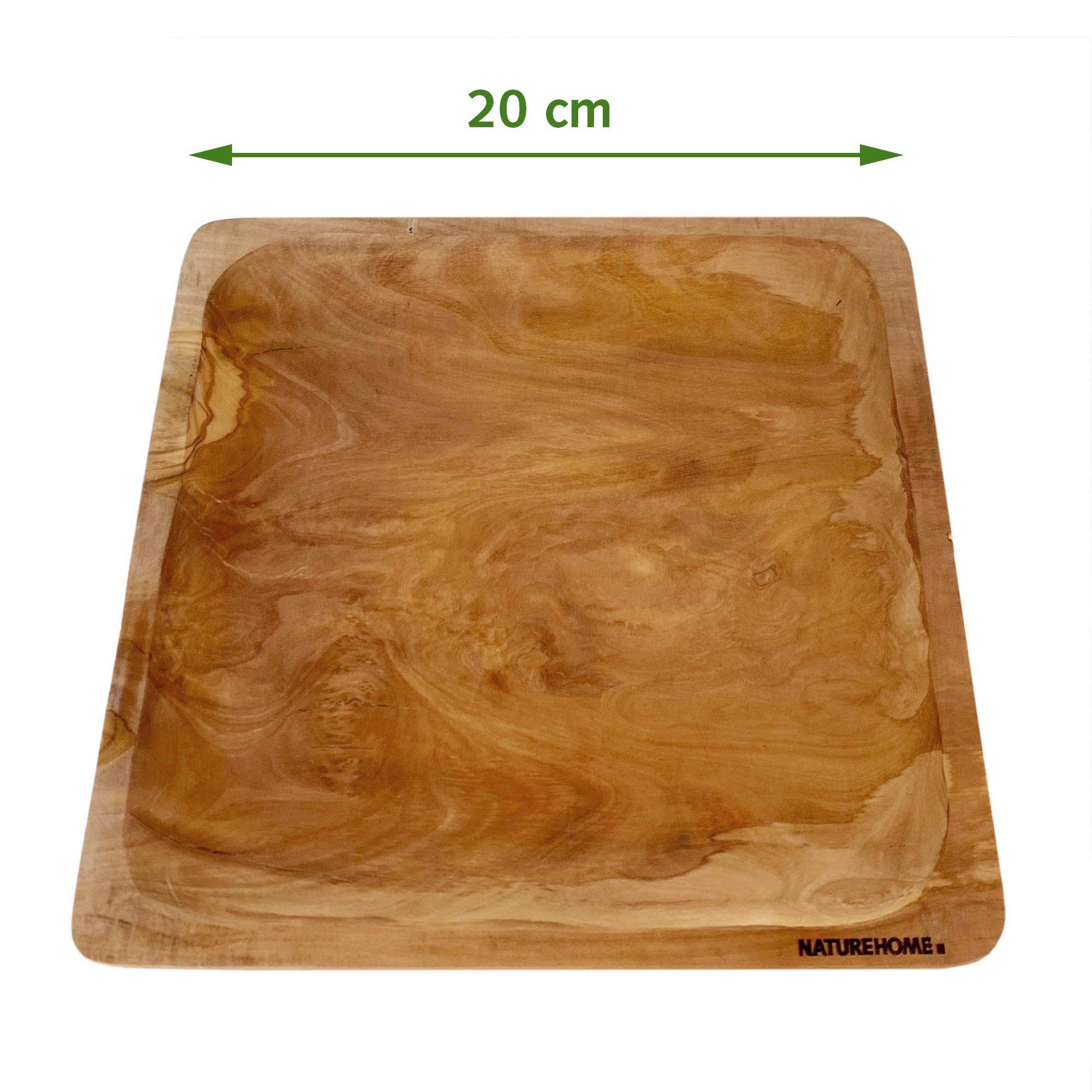 massiv Teller Holz-Teller 100% Olivenholz NATUREHOME NATUREHOME Olivenholz nachhaltig, 20/26cm rund/eckig
